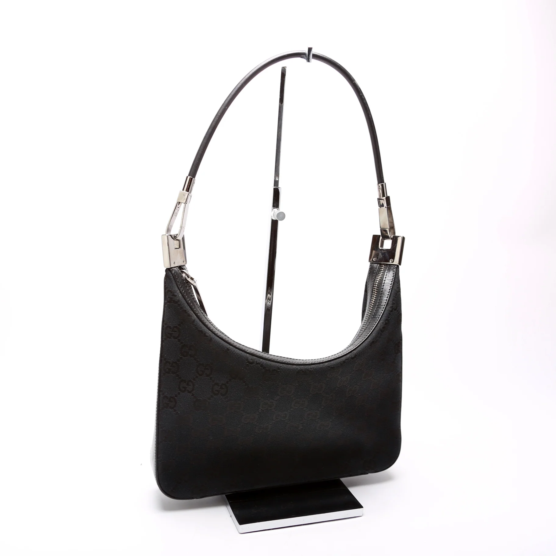 001 3812 GG Canvas Small Hobo Black - Image 2