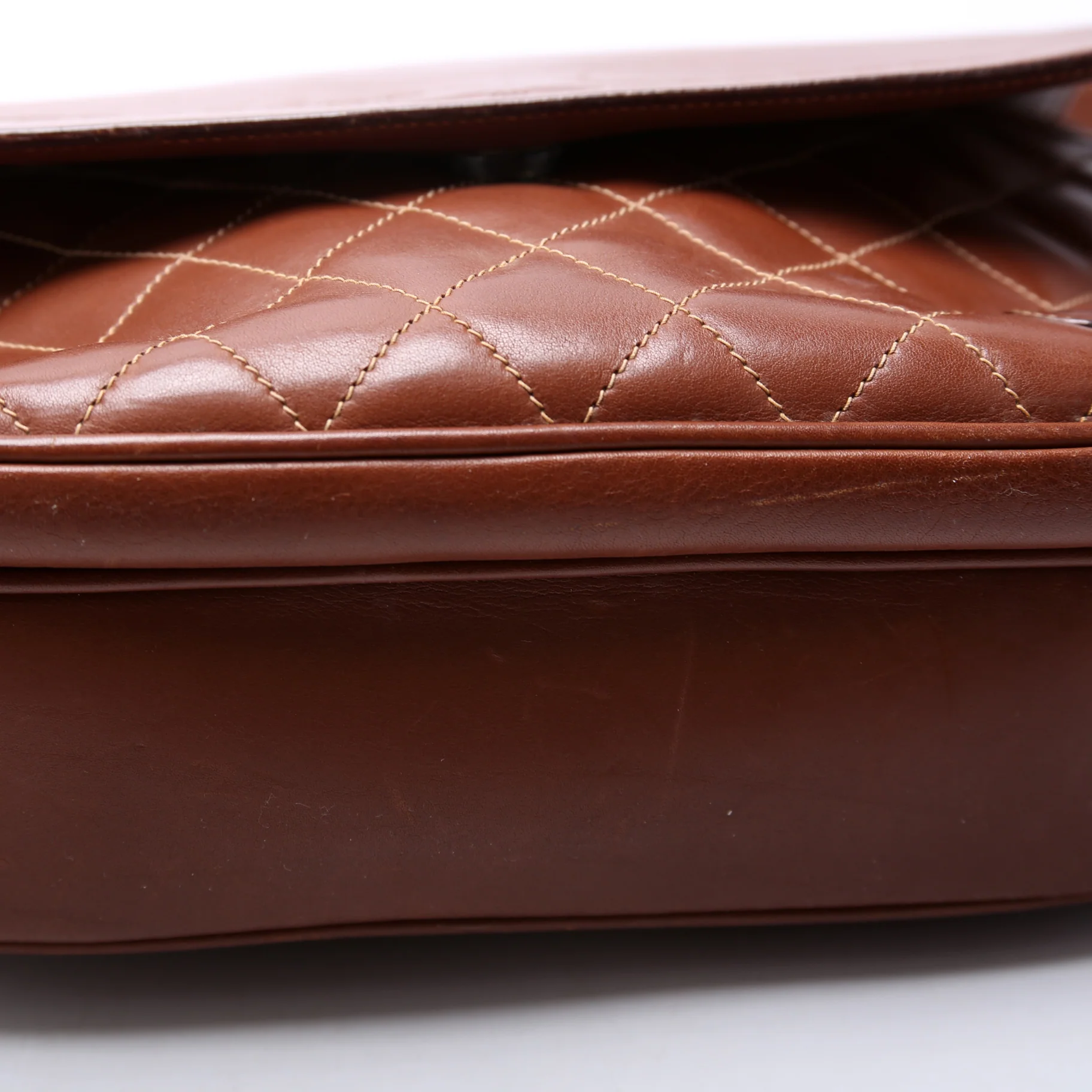 001-46 Vintage Leather Shoulder Bag Brown - Image 5