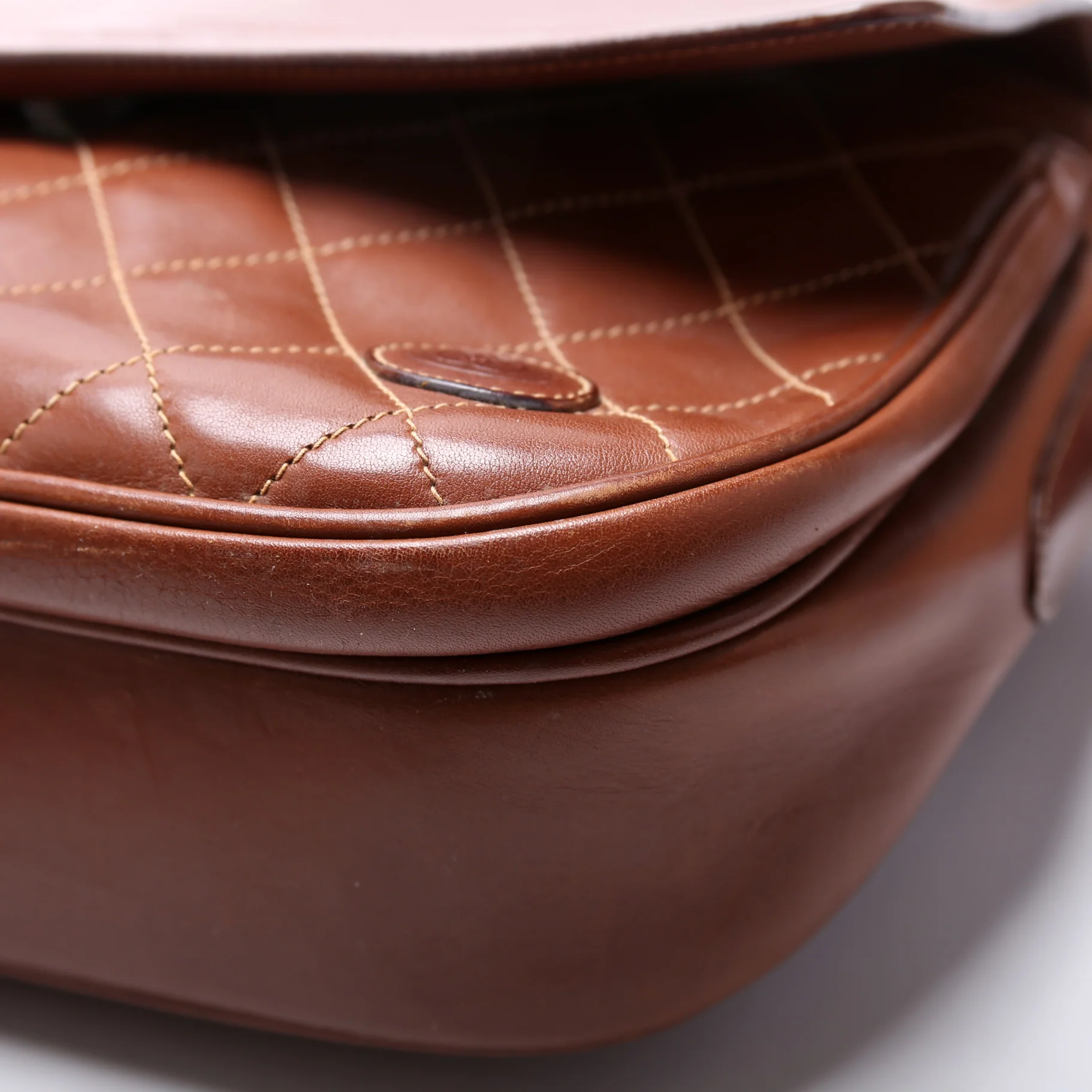 001-46 Vintage Leather Shoulder Bag Brown - Image 7