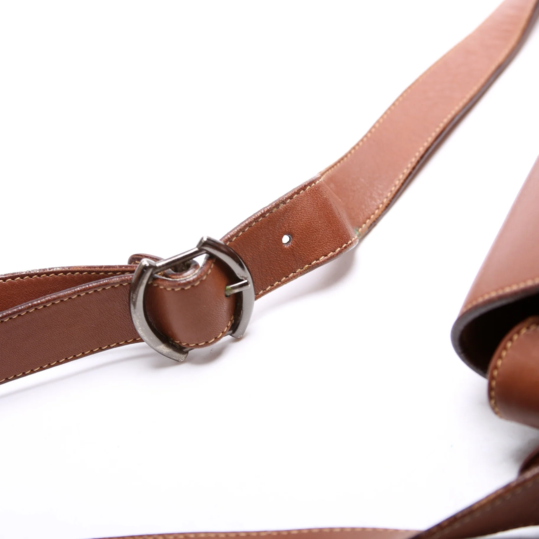 001-46 Vintage Leather Shoulder Bag Brown - Image 8