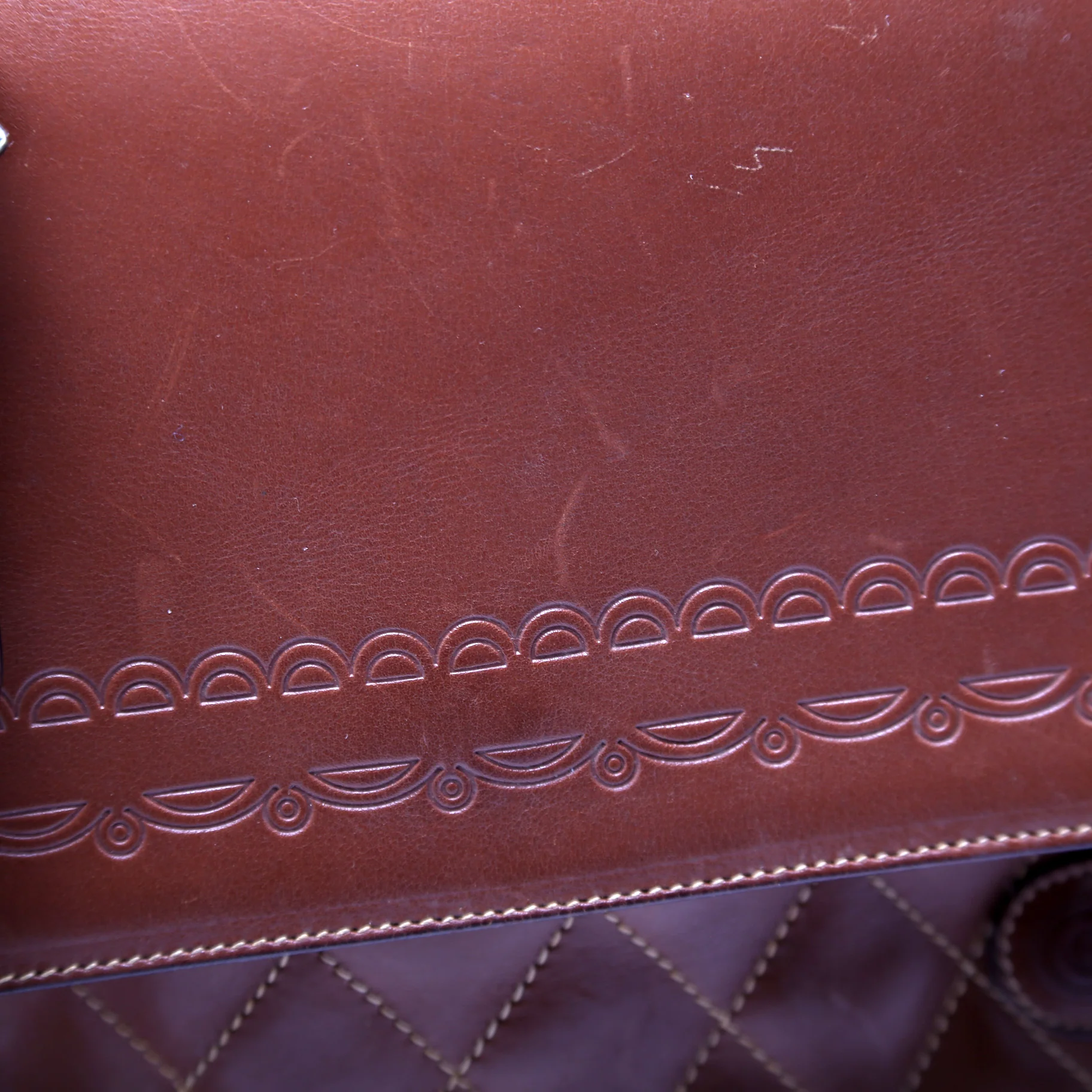 001-46 Vintage Leather Shoulder Bag Brown - Image 9