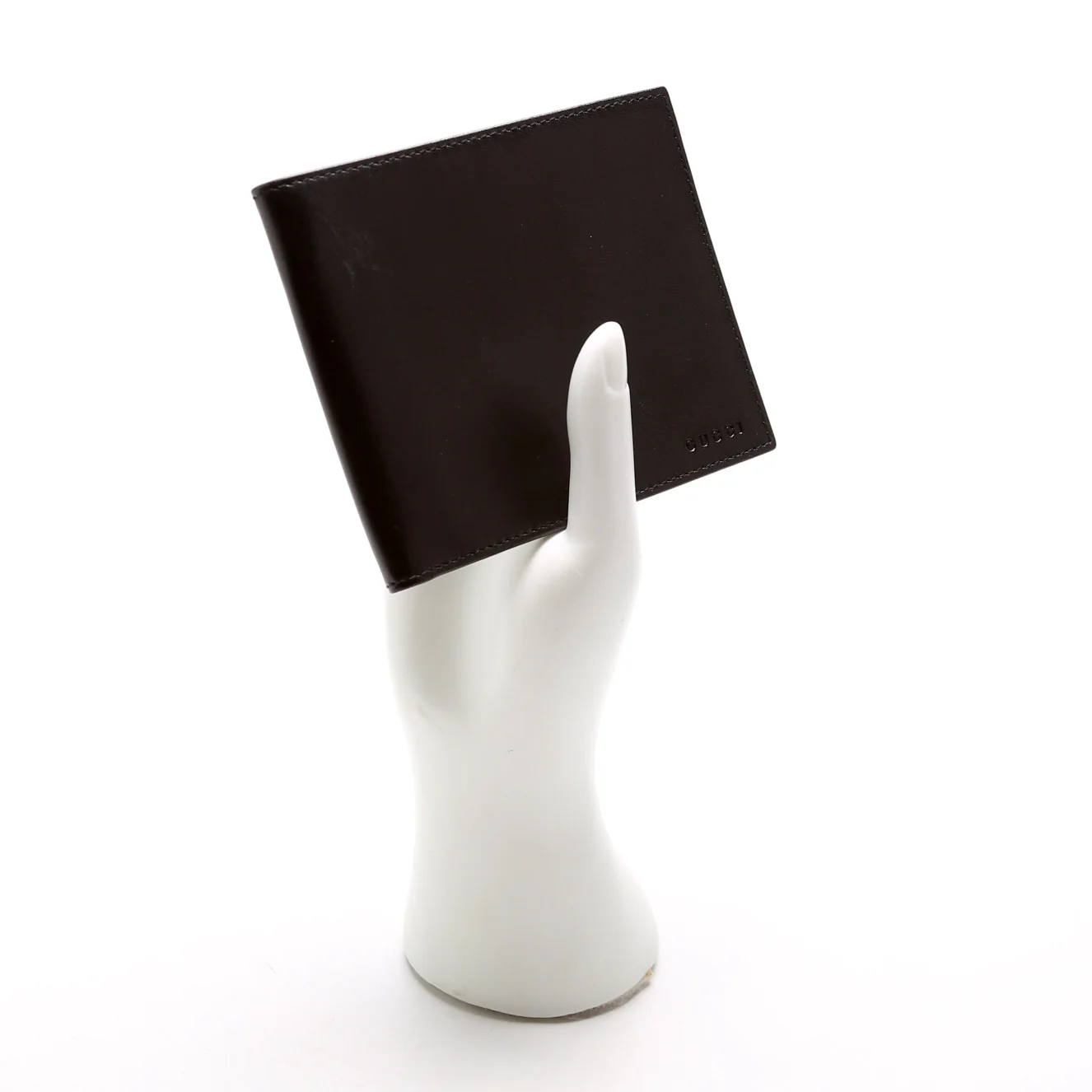 034-0416 Box Leather Men's Bifold Wallet Vintage Black - Image 10