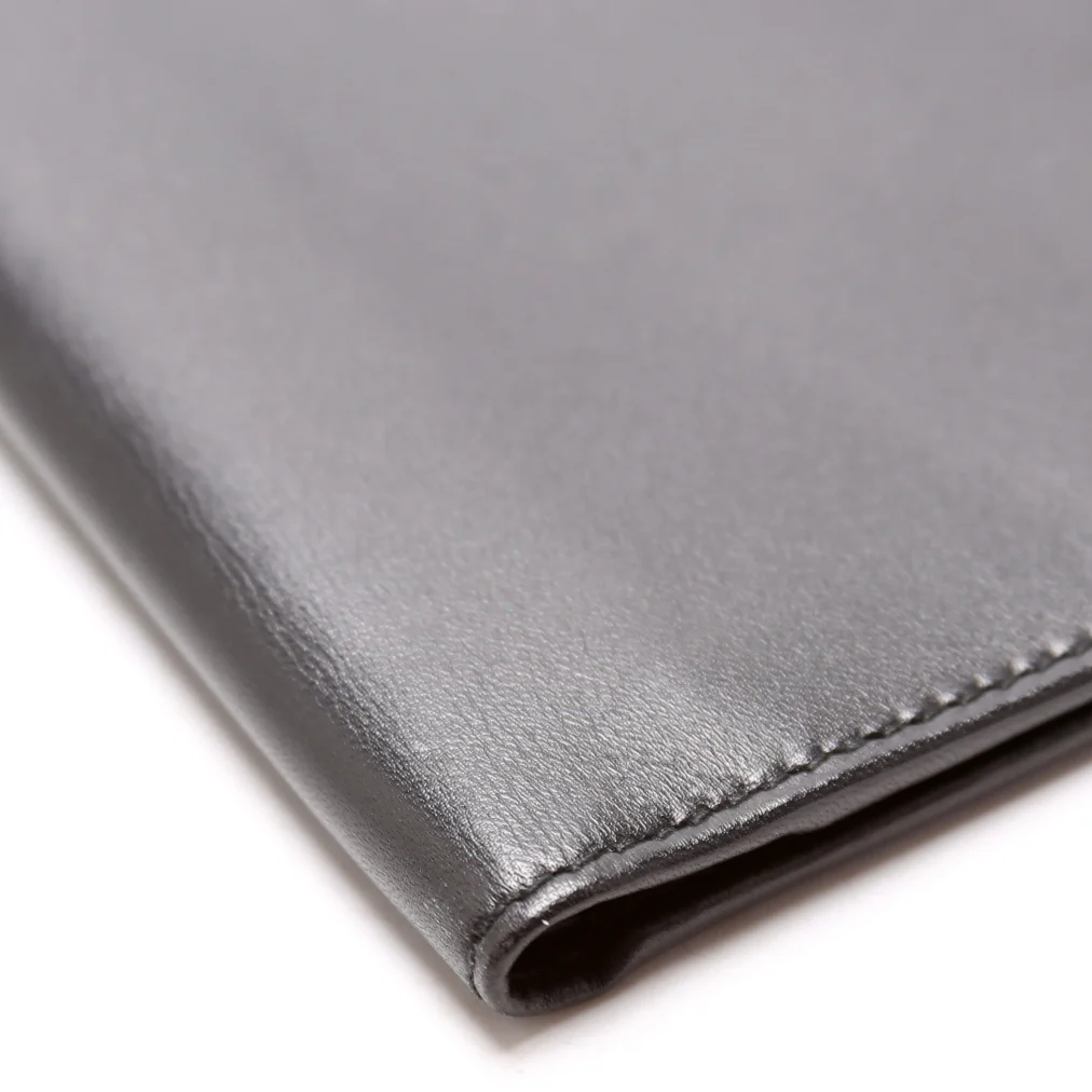 034-0416 Box Leather Men's Bifold Wallet Vintage Black - Image 5