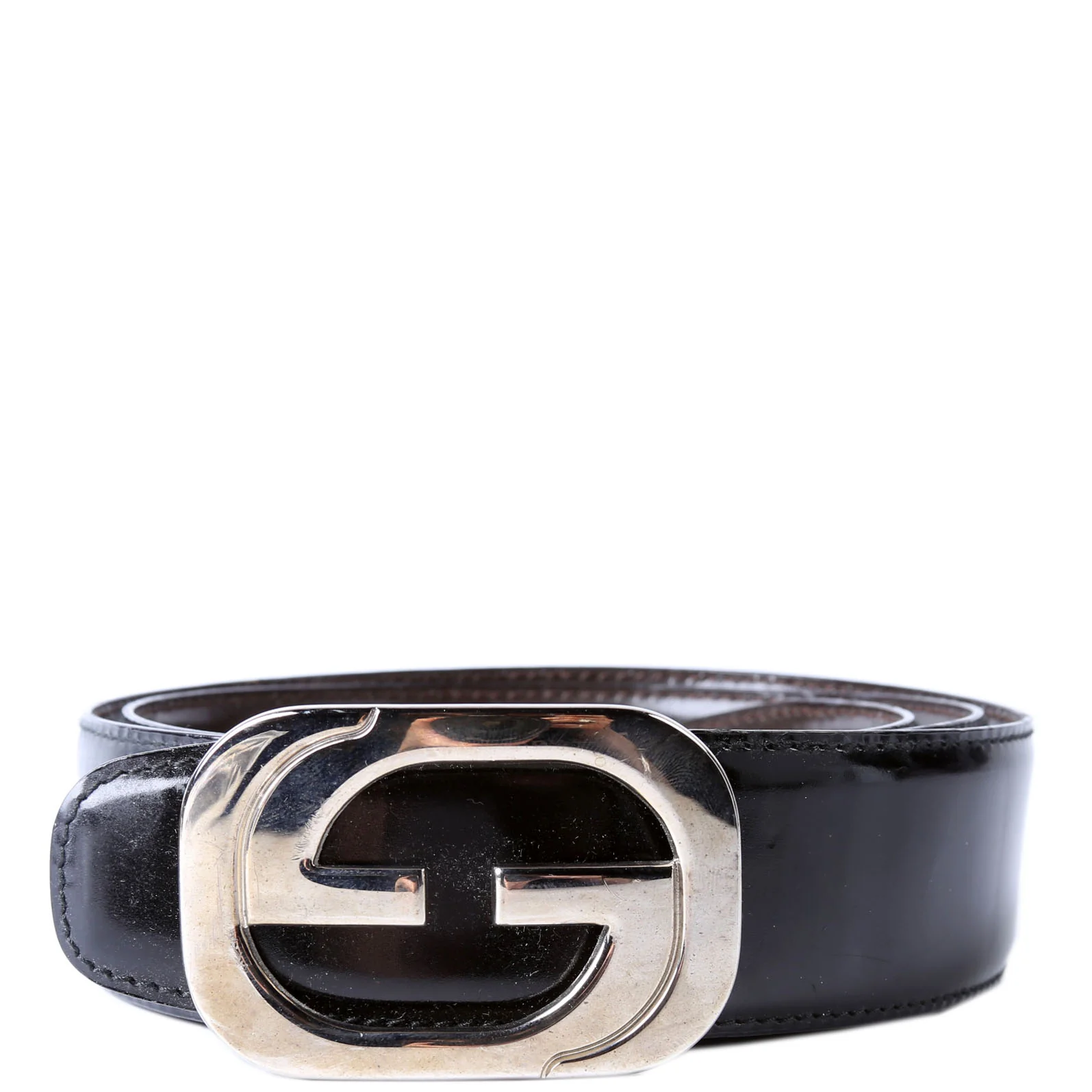 036.1766 GG Buckle Reversible Vintage Belt Size 85/34 Black