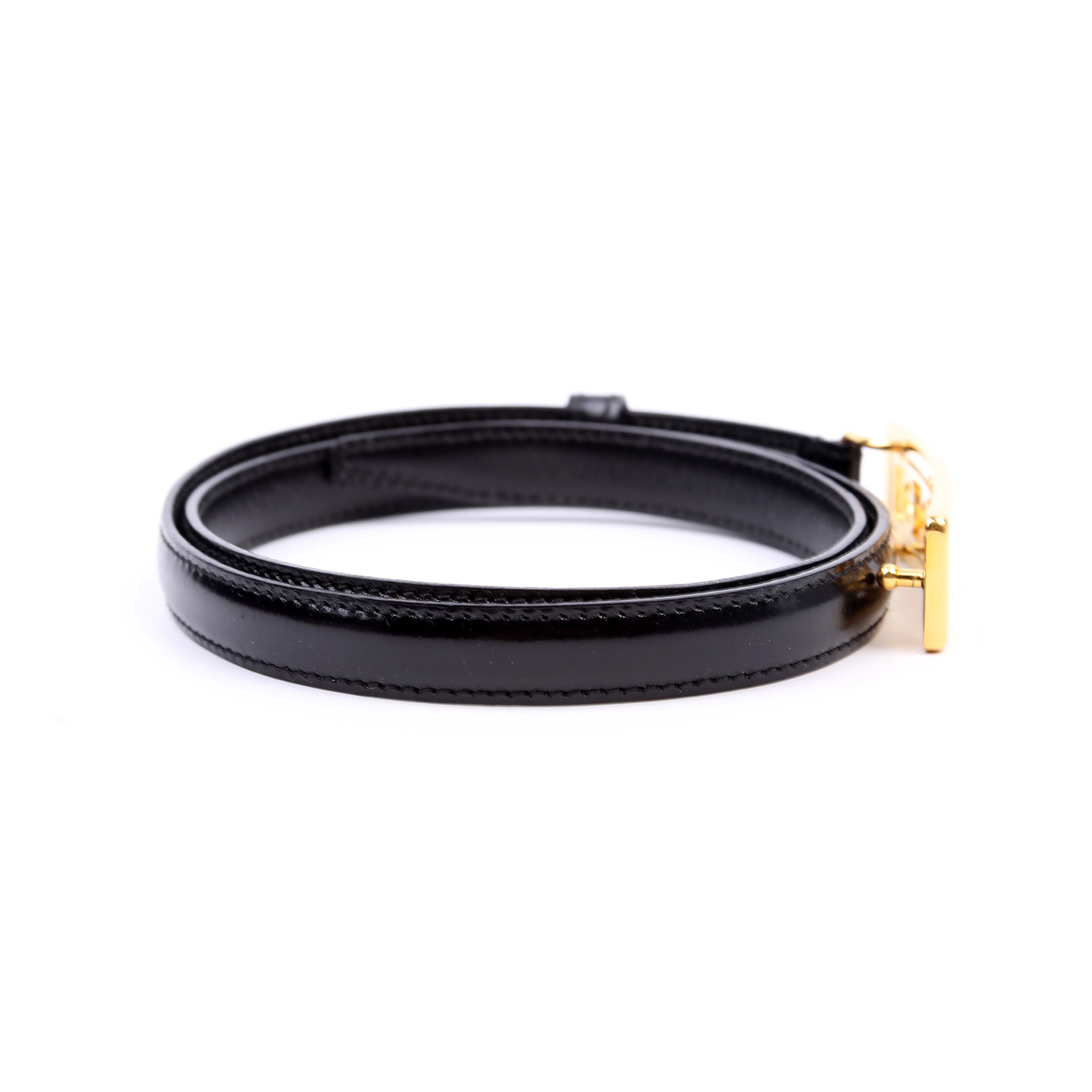 037.194 'Gucci' Logo Buckle Thin Vintage Size 70/28 Black - Image 4