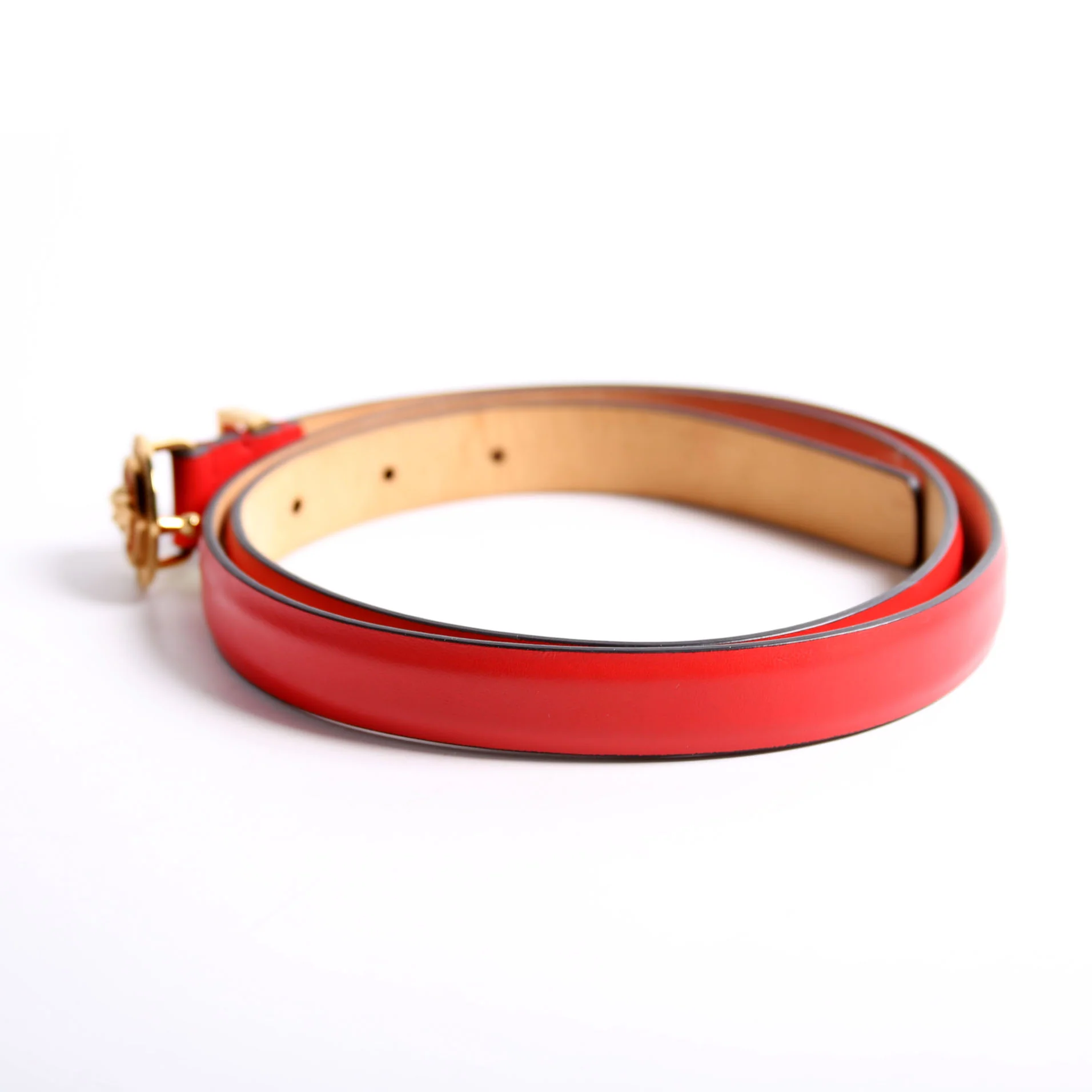 1004794 Medallion Medusa Leather 20MM Belt Size 90/36 Red/Gold - Image 2