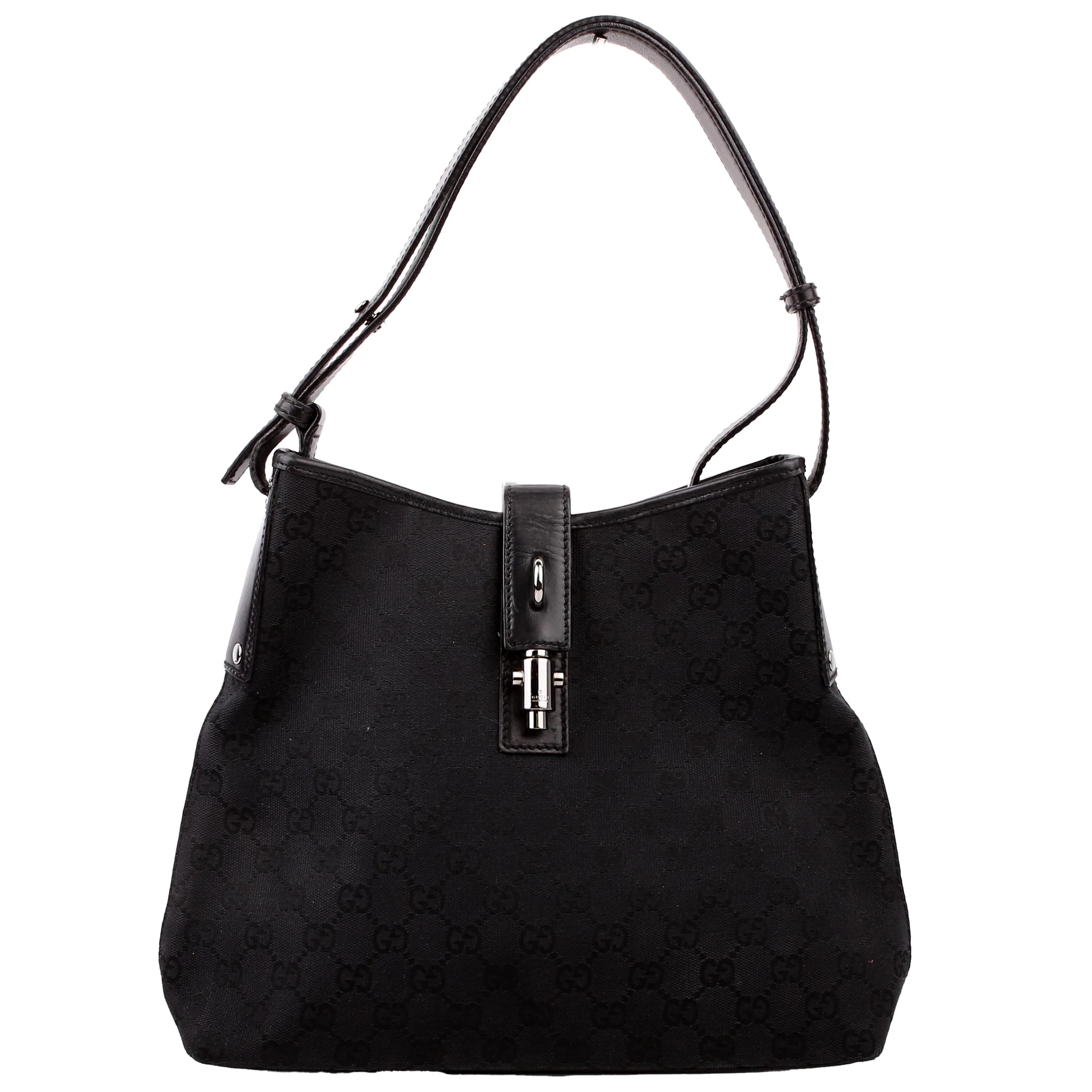 110291 Jackie GG Canvas Hobo Black