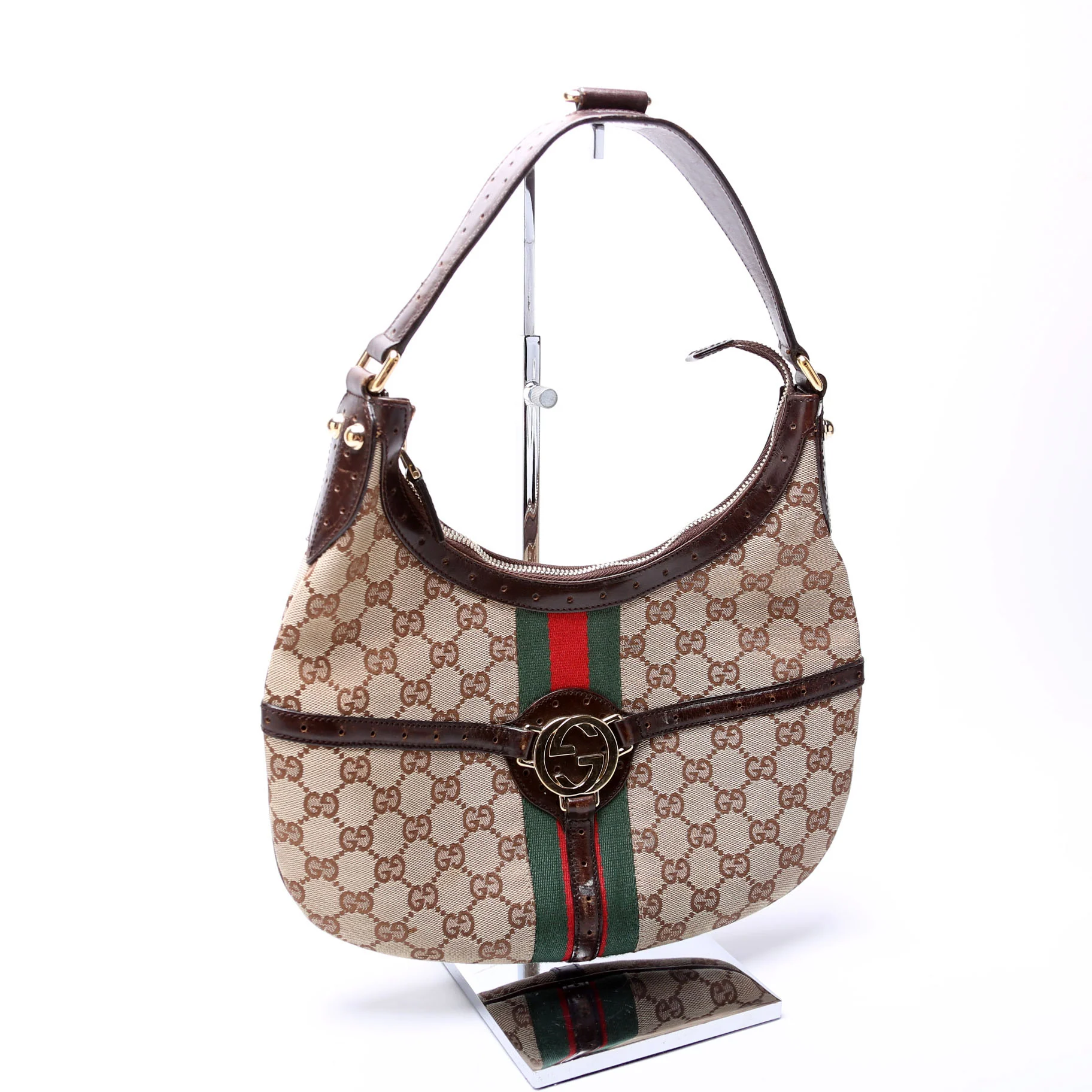 114369 GG Supreme Web Reins Hobo Brown - Image 2