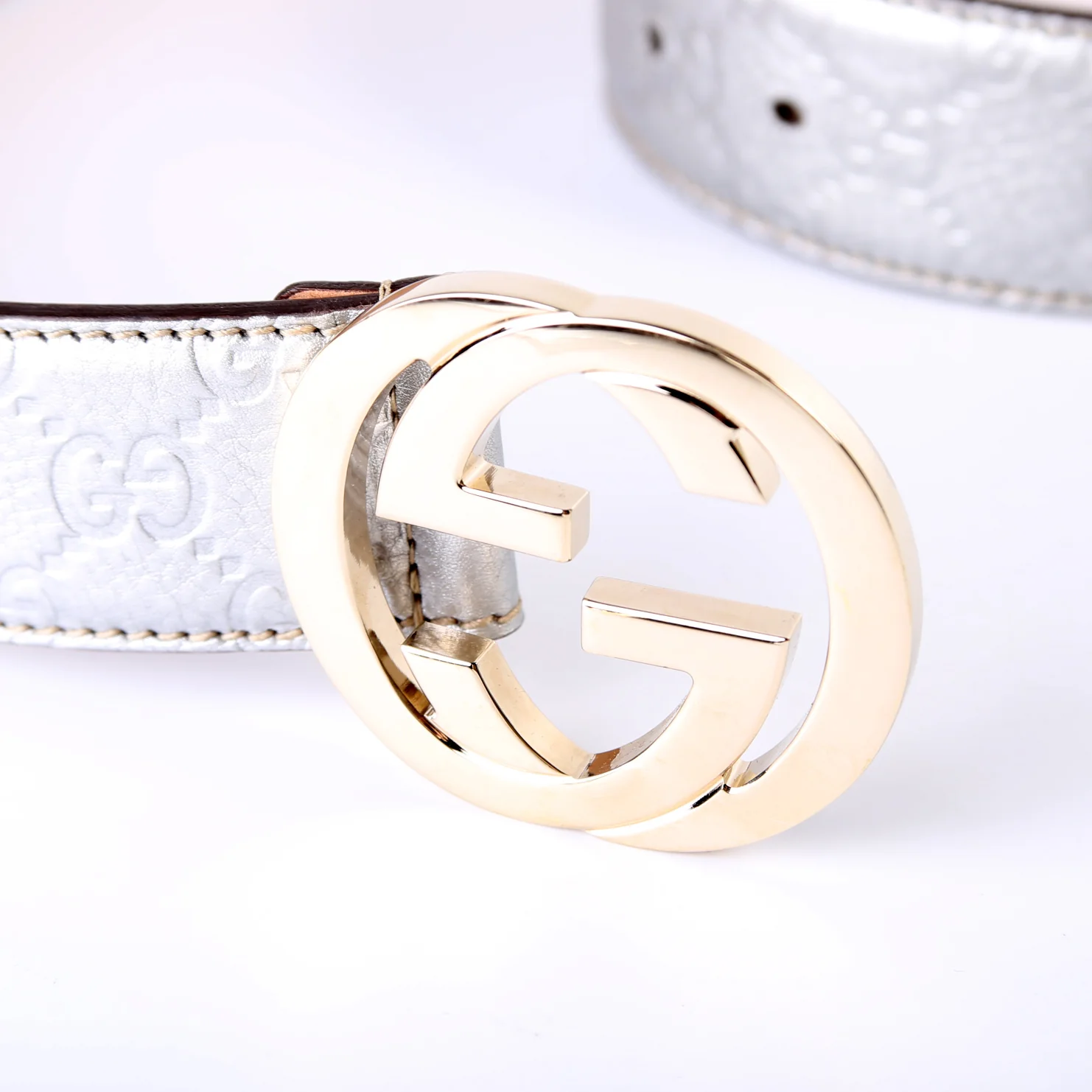 114876 Interlocking Leather Belt Size 80/32 - Image 7