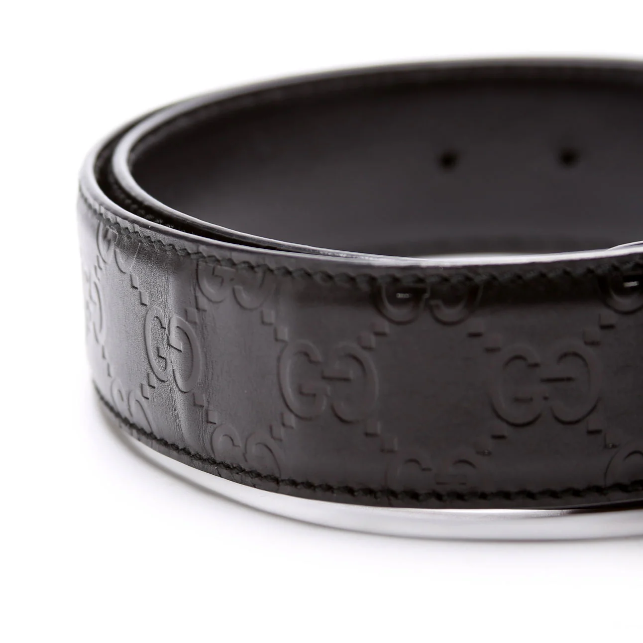 114876 Interlocking Leather Belt Size 85/34 Black - Image 7