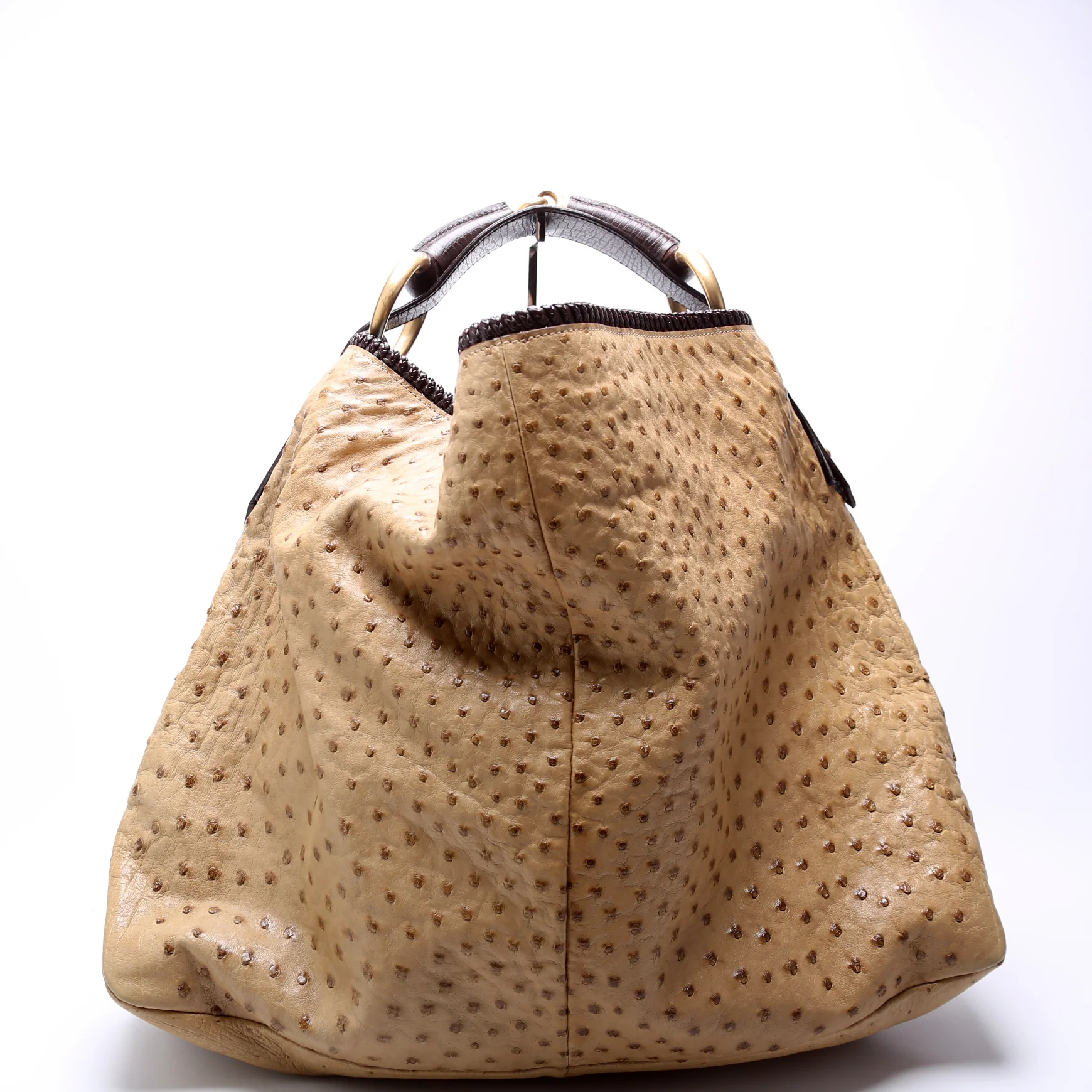 114900 Ostrich Horsebit Hobo Tan - Image 3