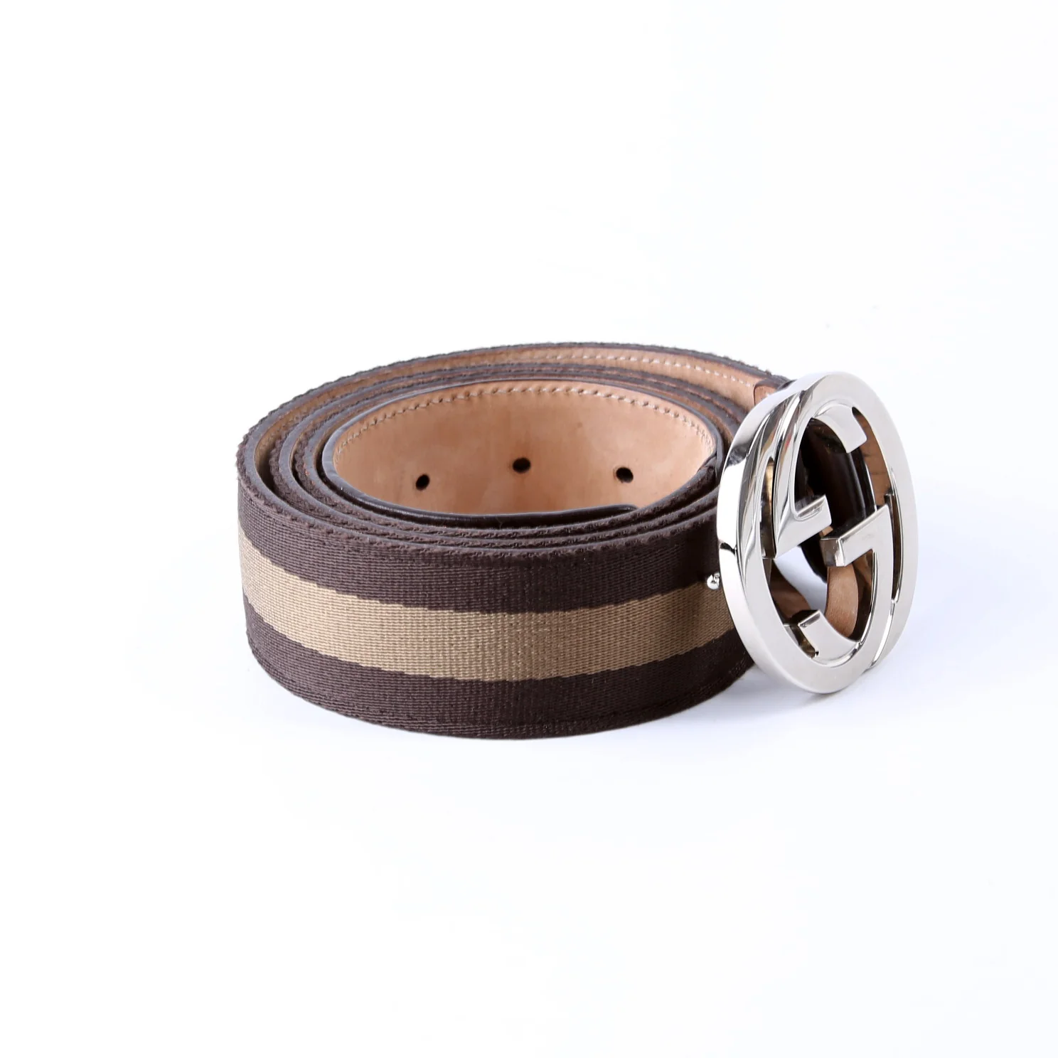 114984 Web Canvas Interlocking G Belt Size 105/42 Brown - Image 4