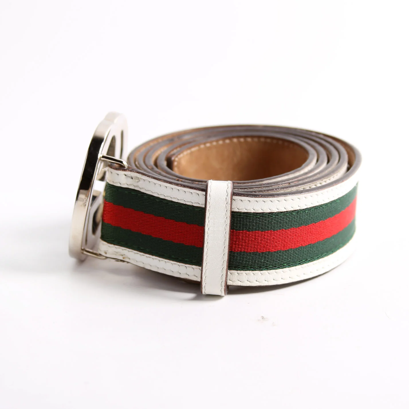 114984 Web Canvas Interlocking G Belt Size 120/48 White - Image 2