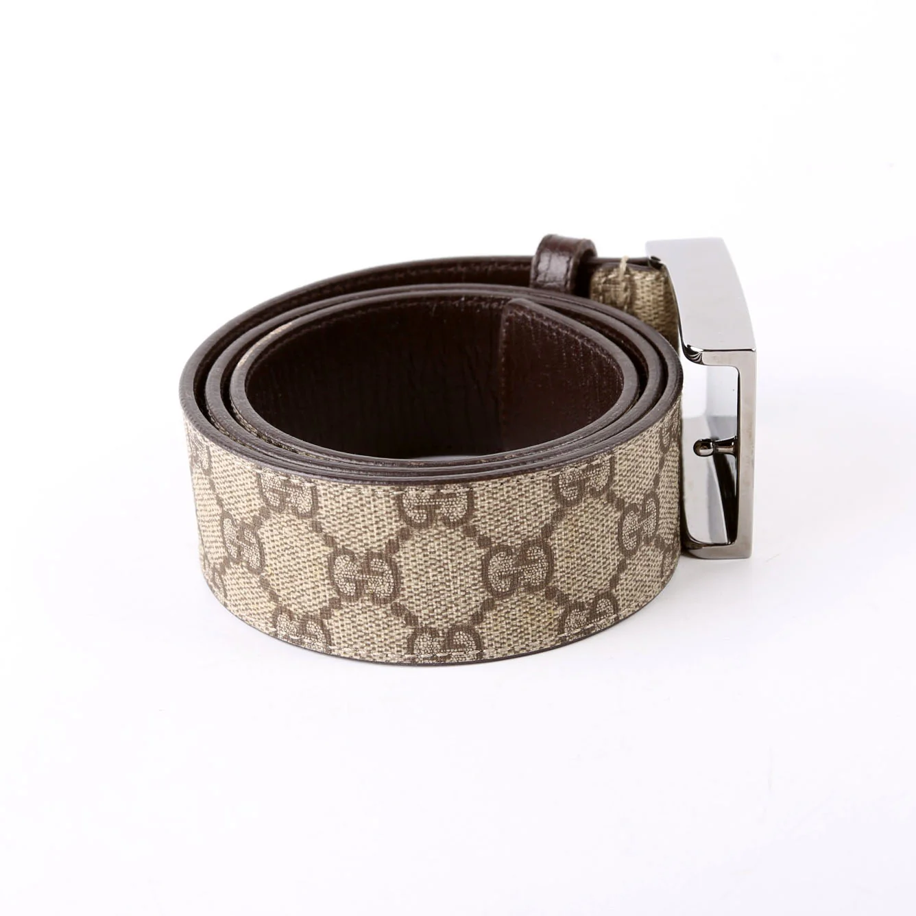 114990 GG Supreme Square Buckle Belt Size 80/32 Brown - Image 4