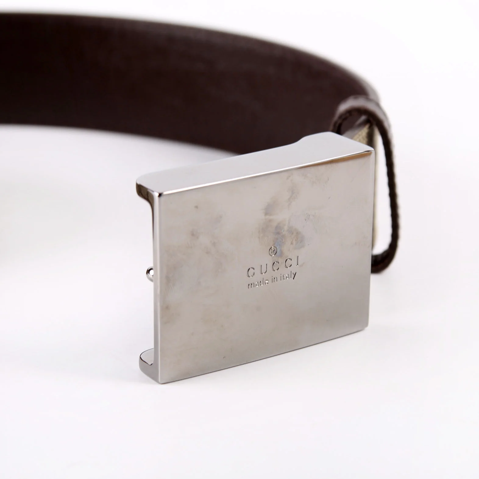 114990 GG Supreme Square Buckle Belt Size 80/32 Brown - Image 7