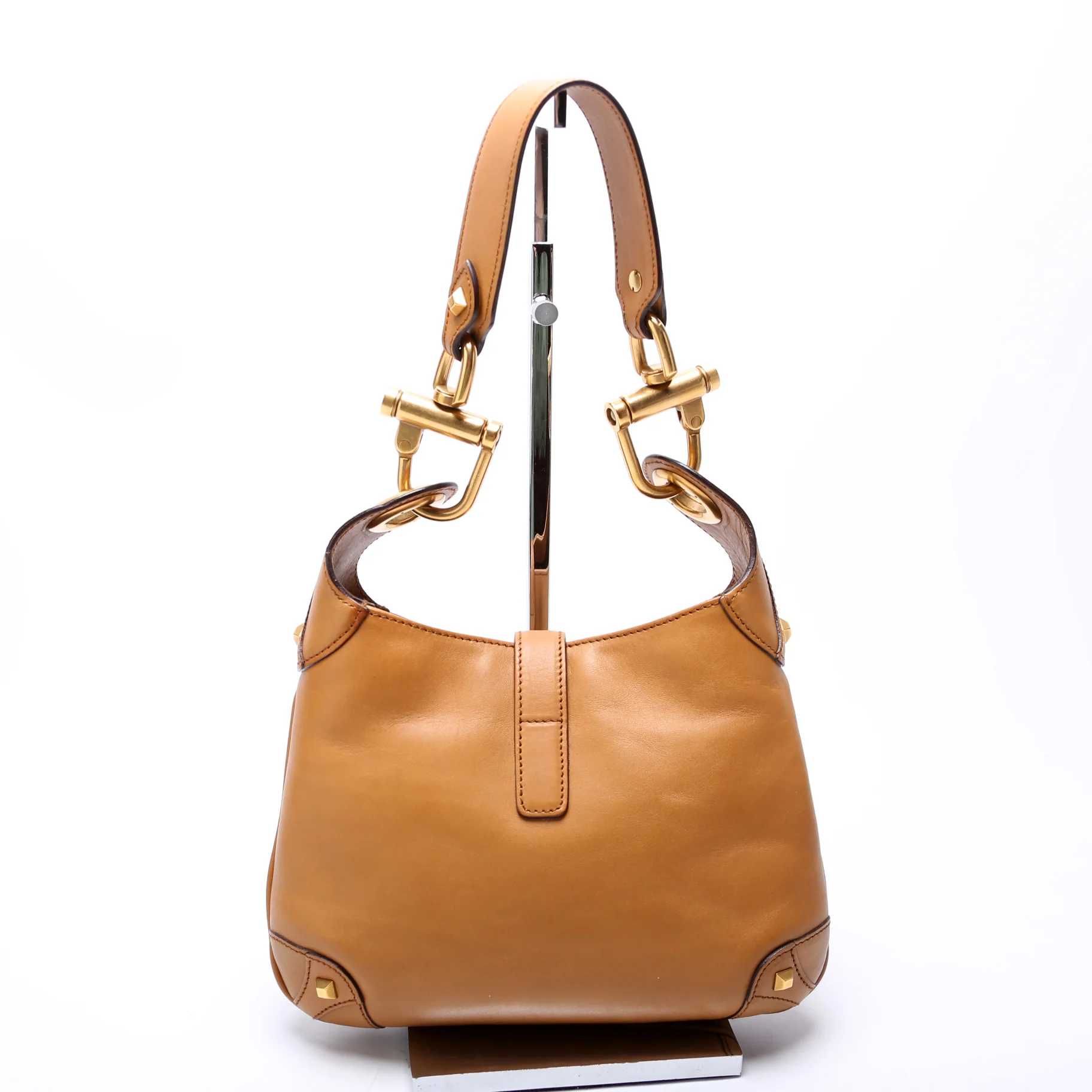 120885 Leather Jackie O Small Shoulder Bag Vintage Tan - Image 3