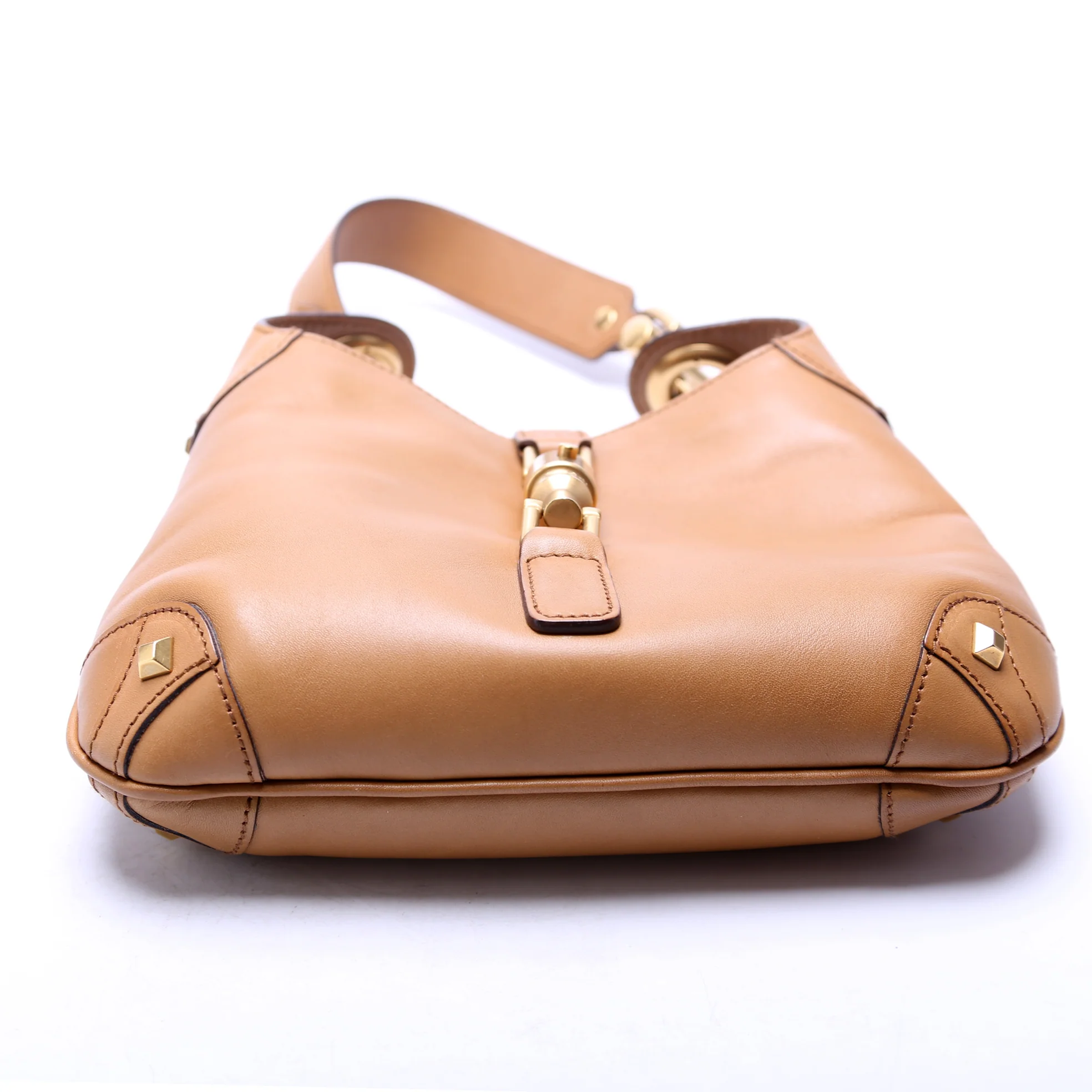 120885 Leather Jackie O Small Shoulder Bag Vintage Tan - Image 4