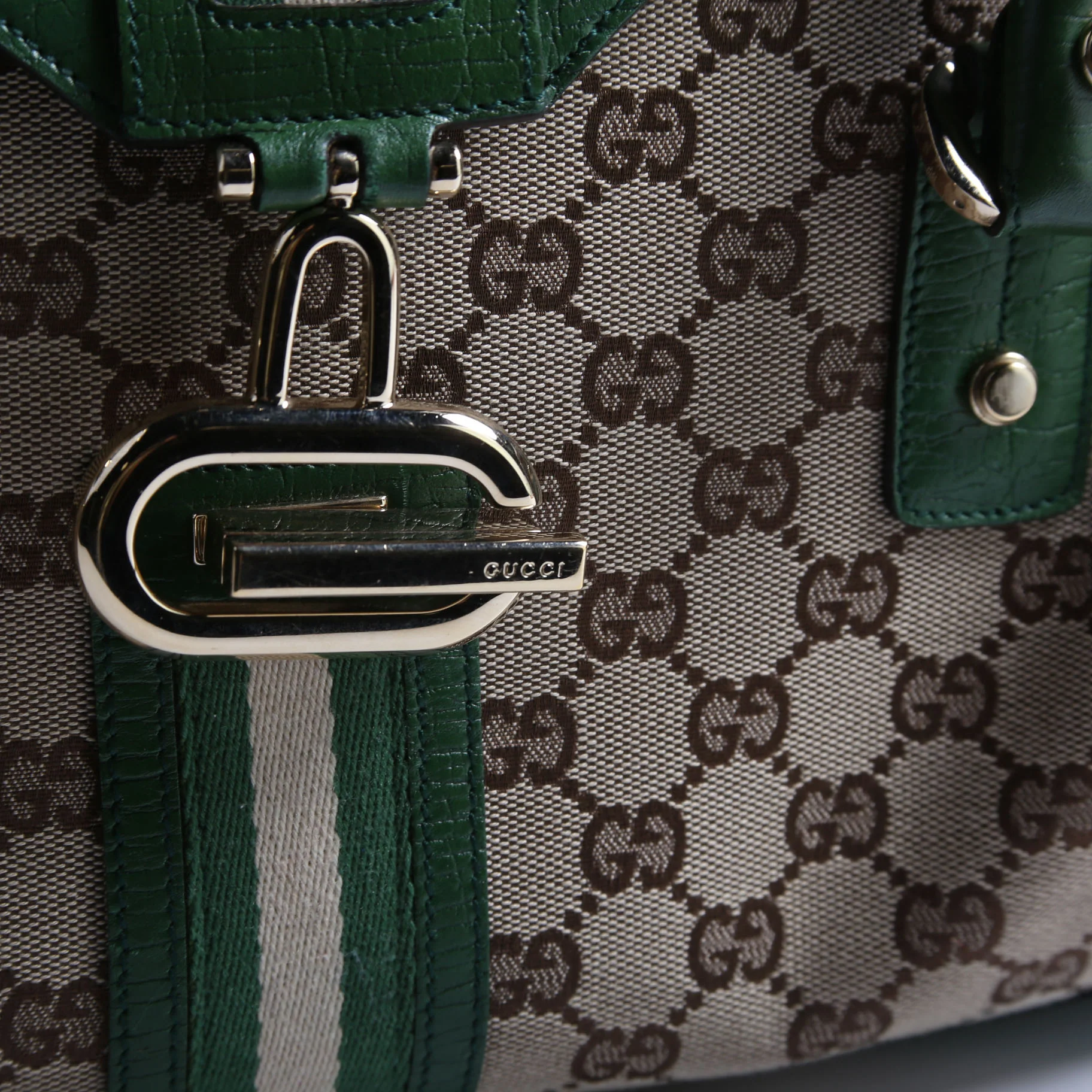 130845 GG Supreme Top Handle Bag Green/Brown - Image 11