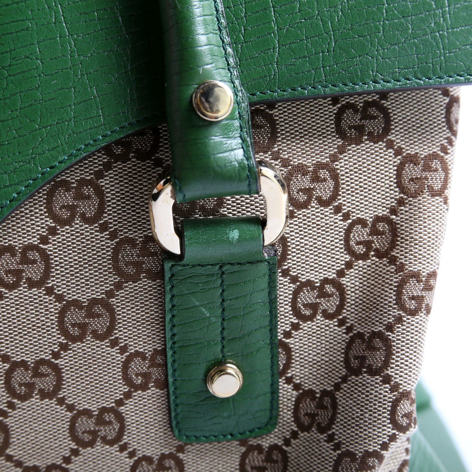 130845 GG Supreme Top Handle Bag Green/Brown - Image 12