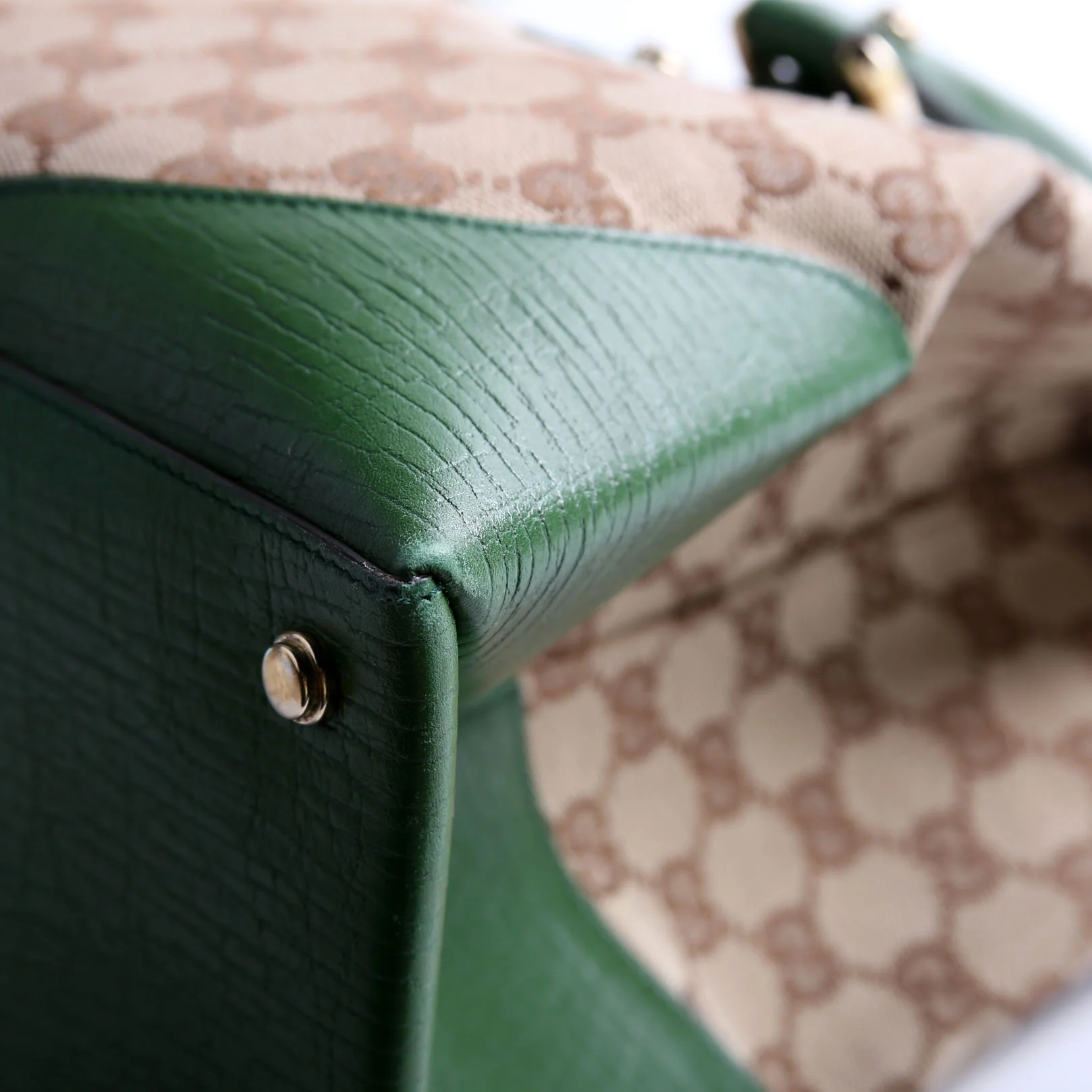 130845 GG Supreme Top Handle Bag Green/Brown - Image 7