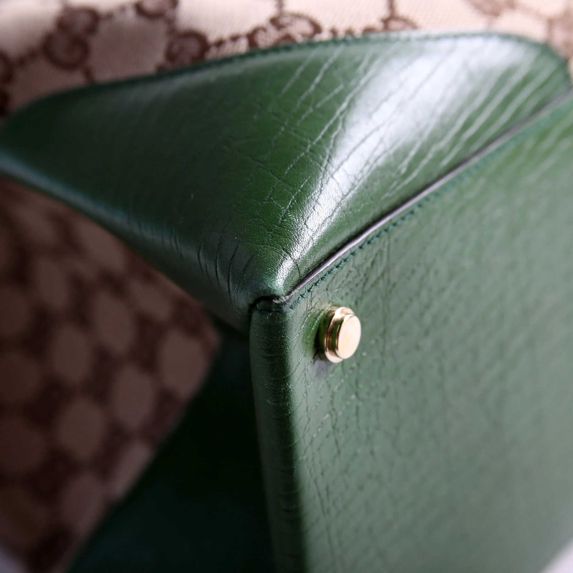 130845 GG Supreme Top Handle Bag Green/Brown - Image 9