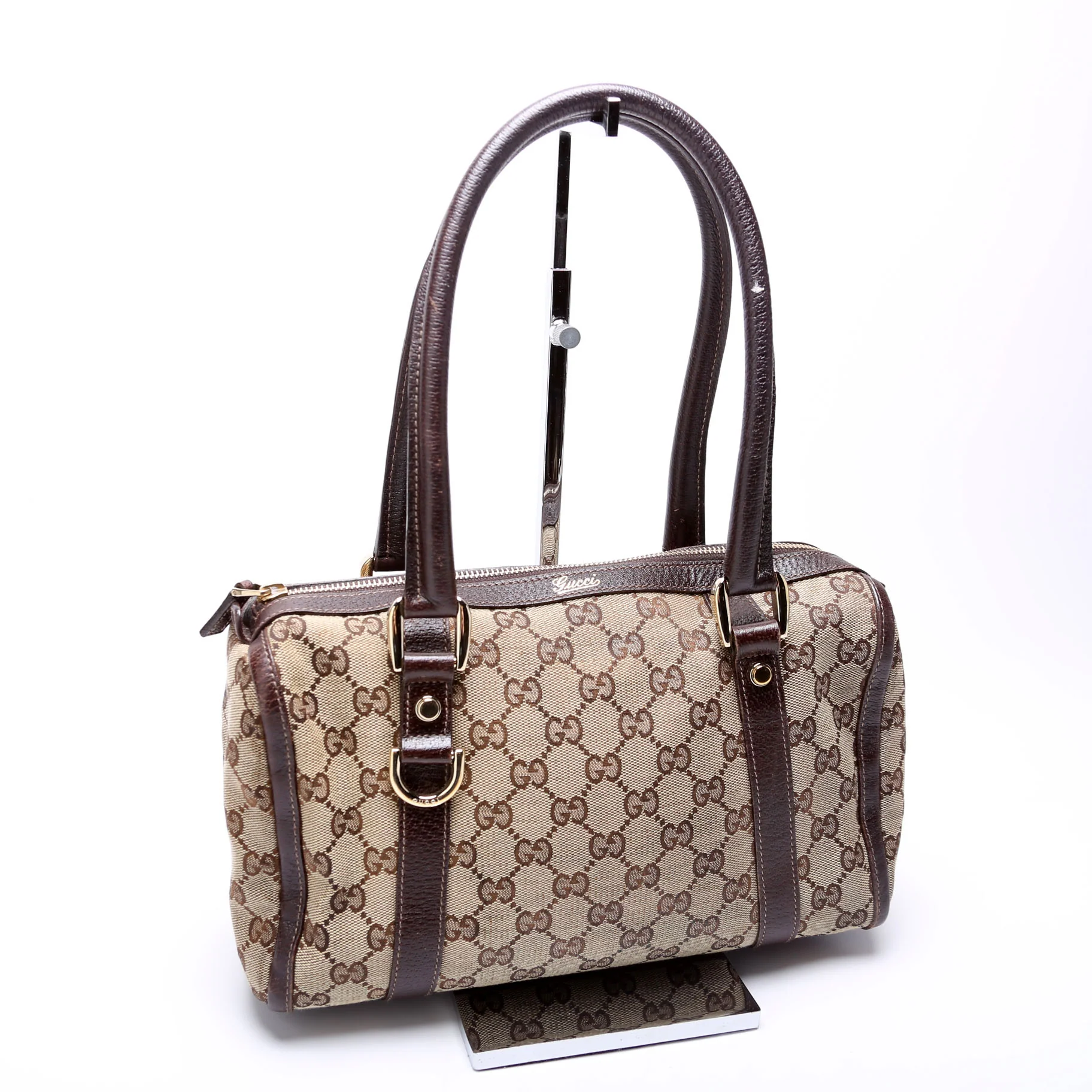 130942 GG Canvas Small Abbey Boston Bag Brown - Image 2