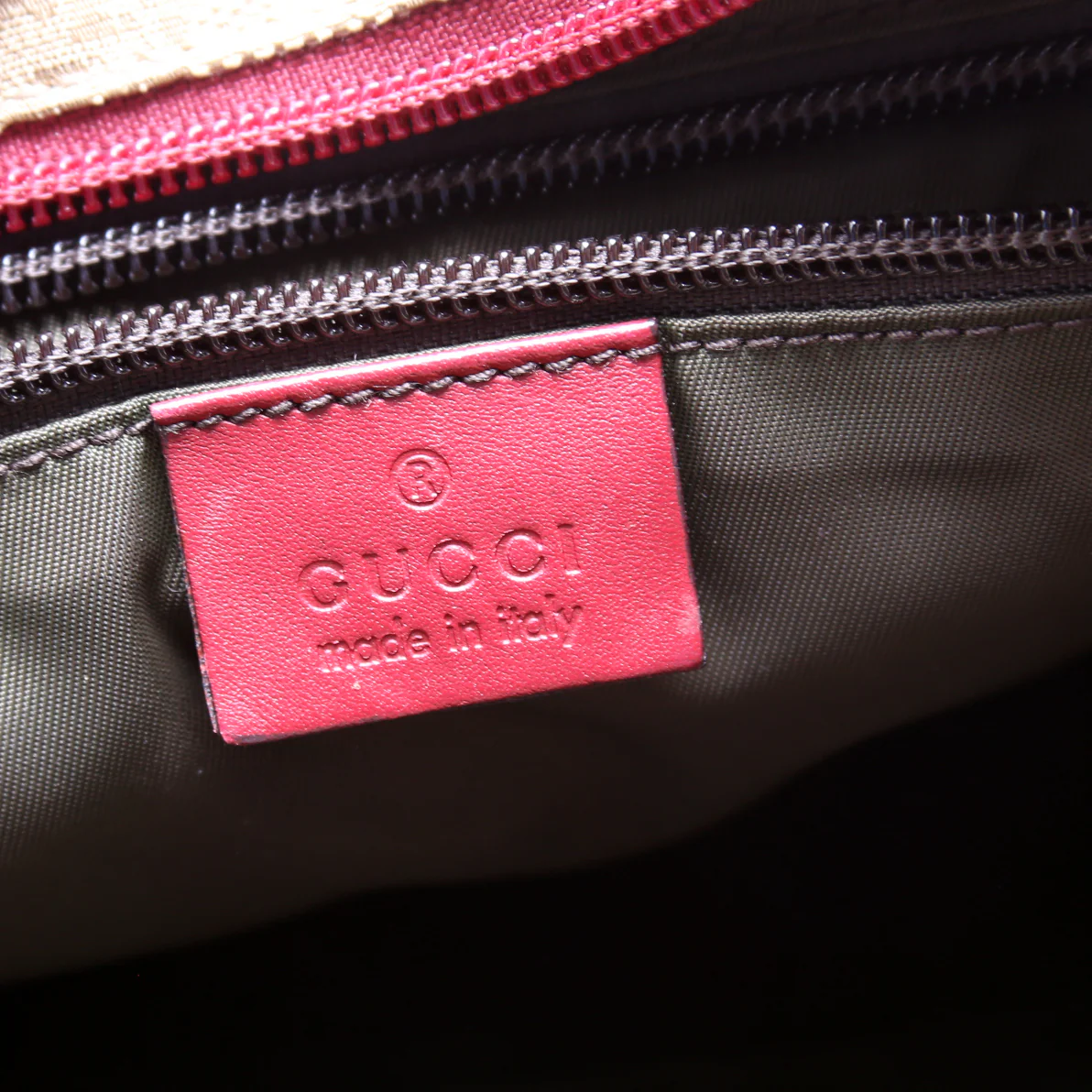 131230 GG Canvas Web Bucket Tote Red - Image 10