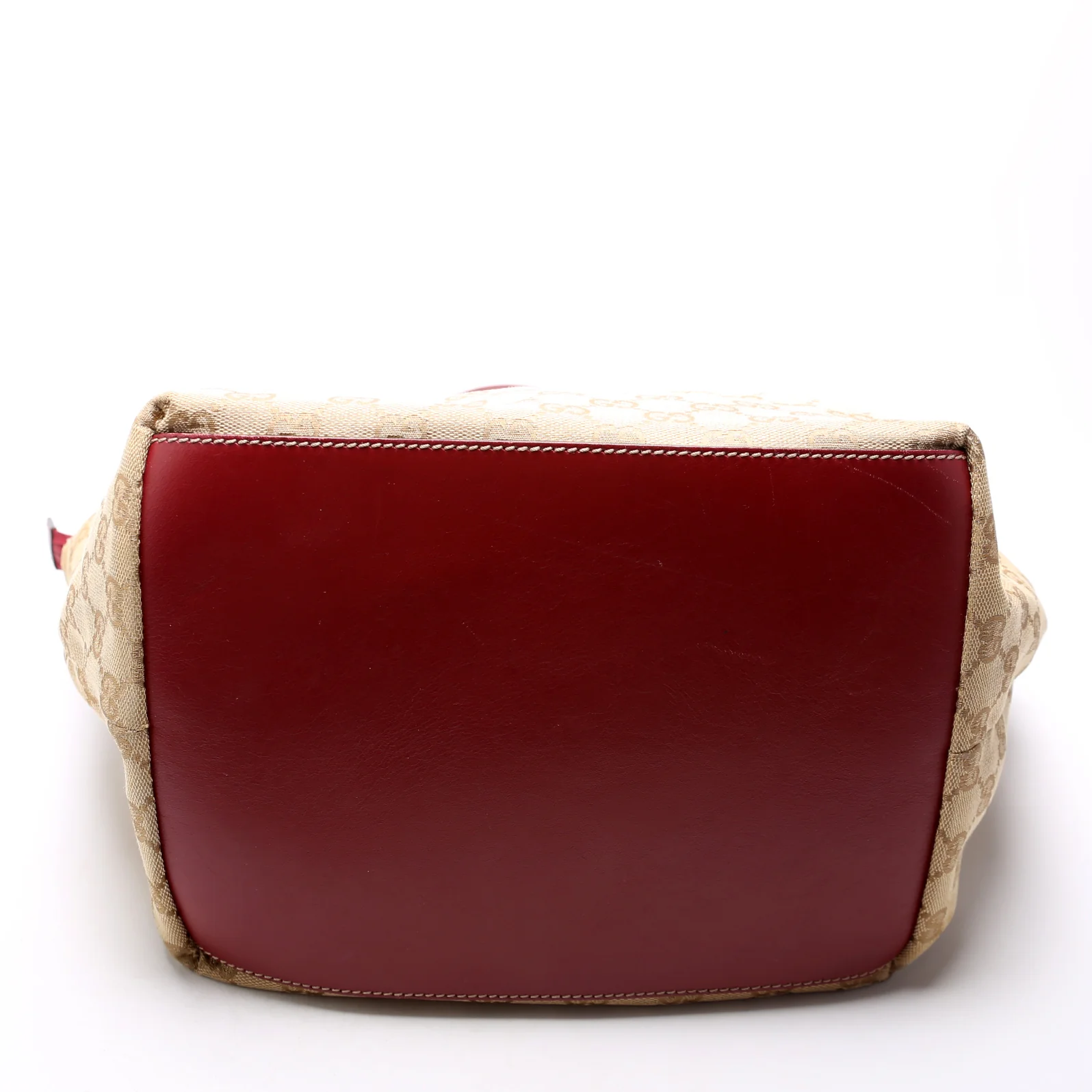 131230 GG Canvas Web Bucket Tote Red - Image 4