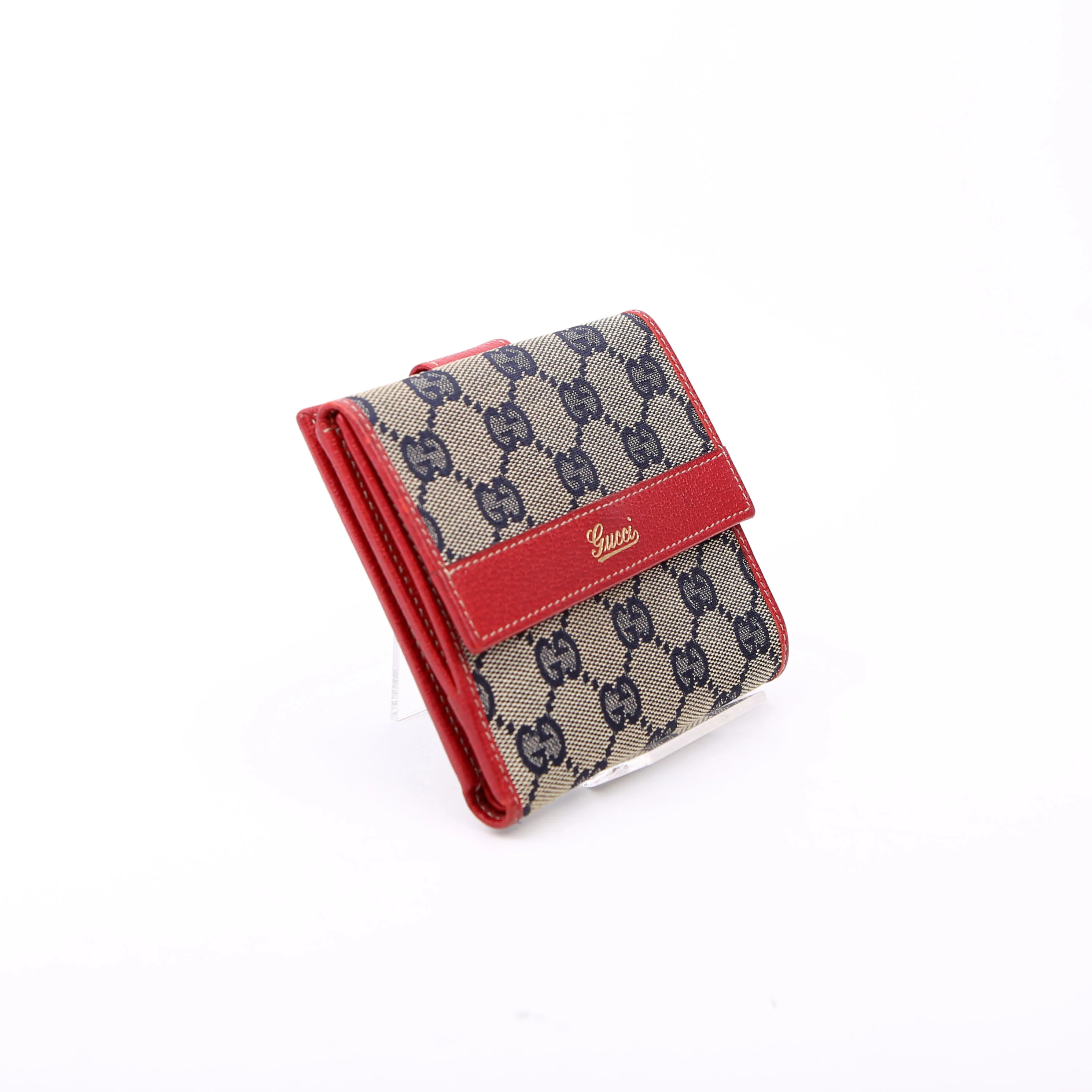 131854 GG Canvas Tri-Fold Wallet Navy/Red - Image 2