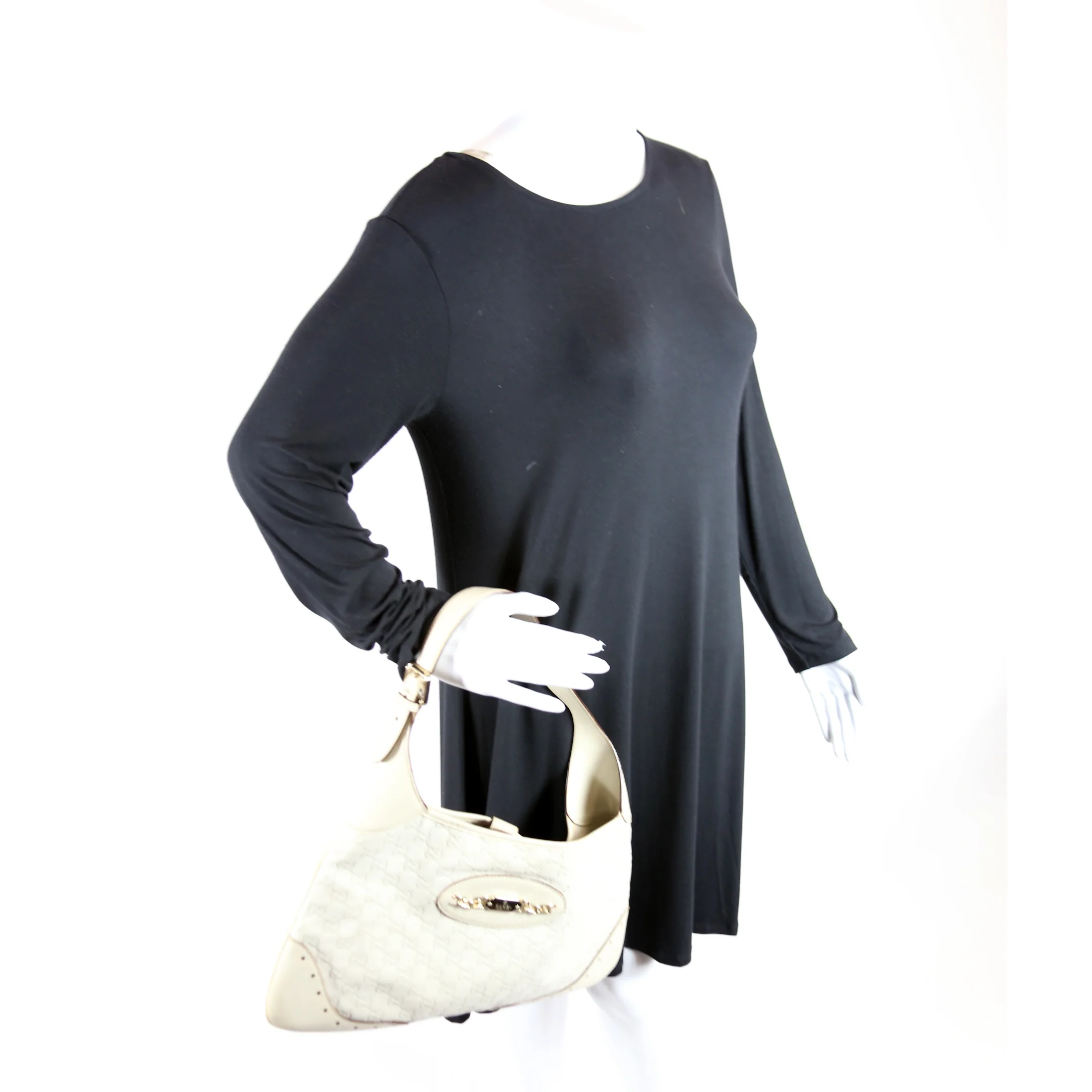 145778 Guccissima Leather Punch Hobo Cream - Image 9