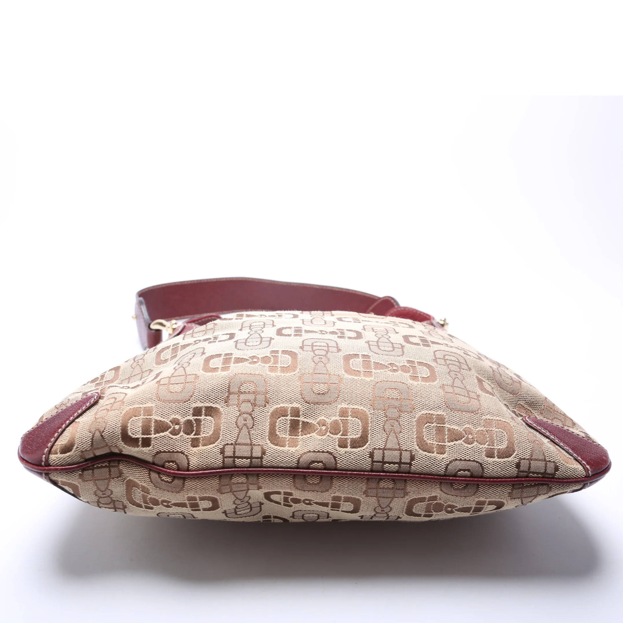 145826 Horsebit Canvas Creole Hobo Burgundy/Tan - Image 4