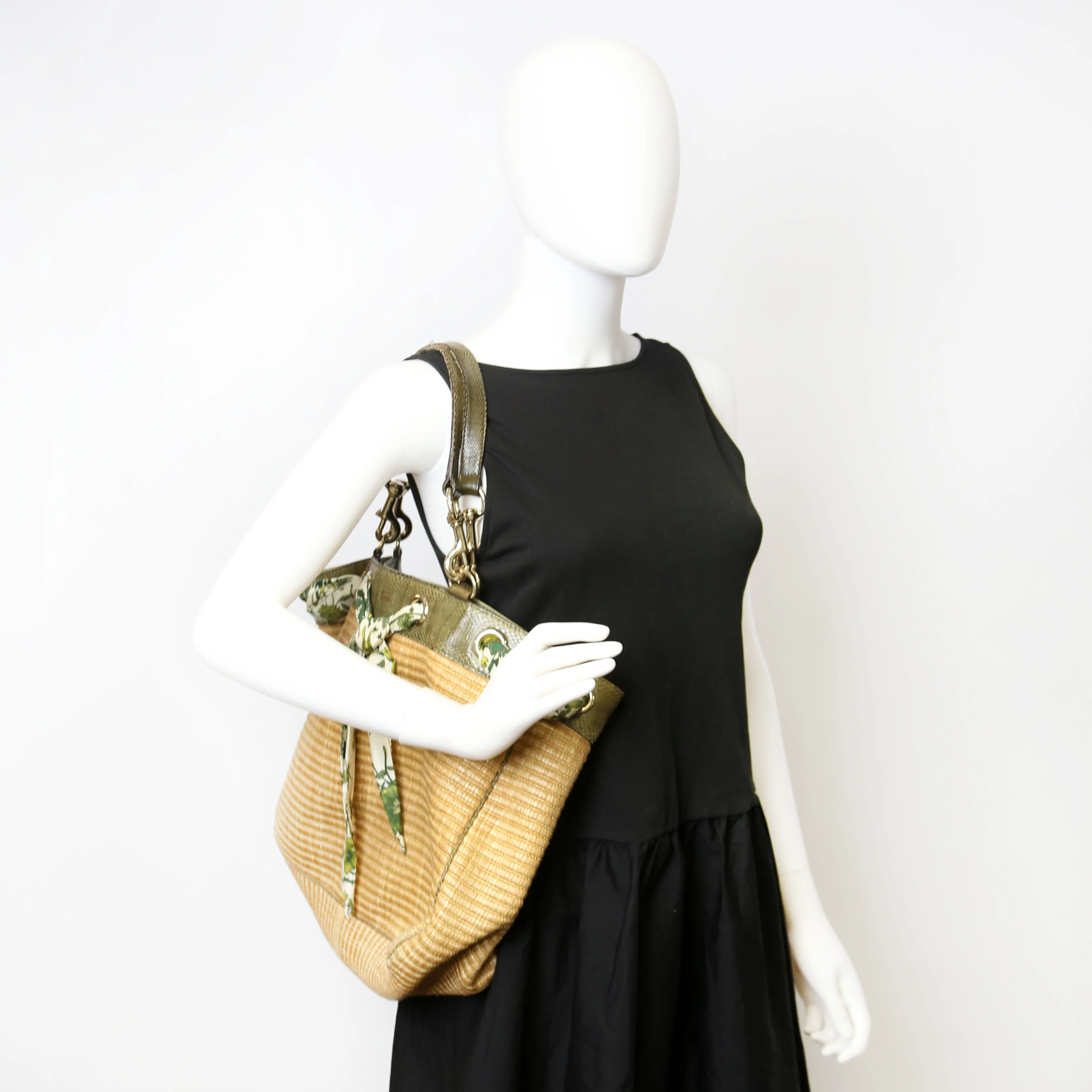 153033 Straw Positano Tote Green - Image 19