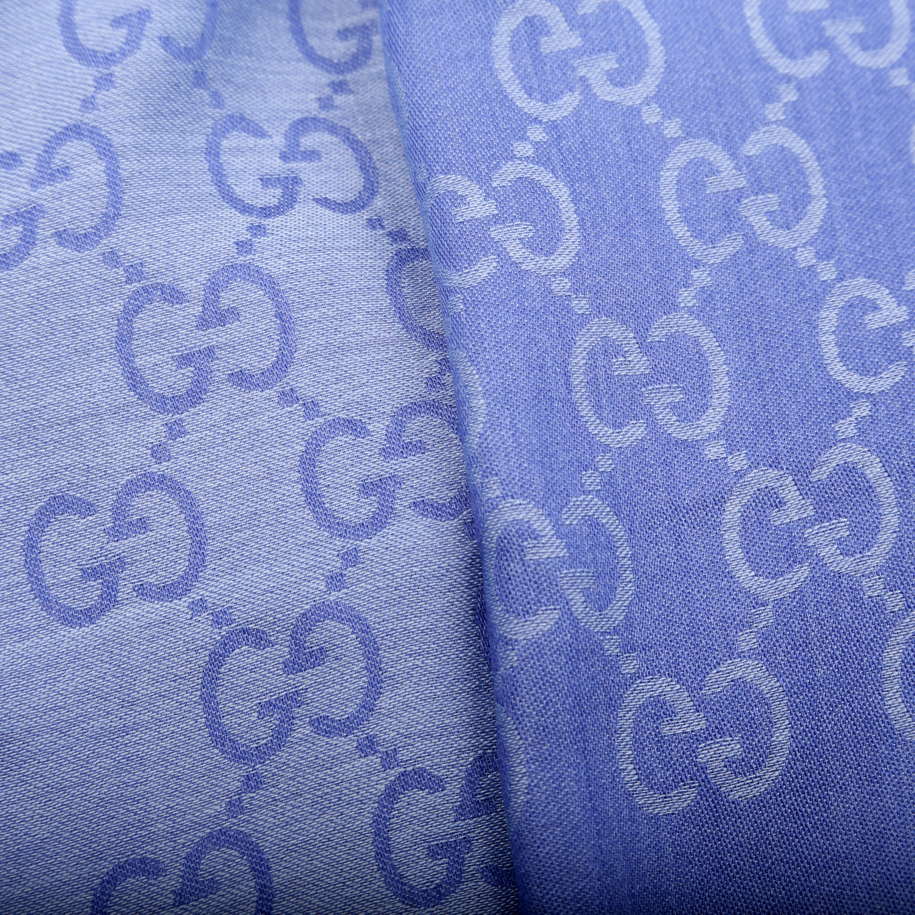 165904 GG Jacquard Knit Scarf Blue - Image 4