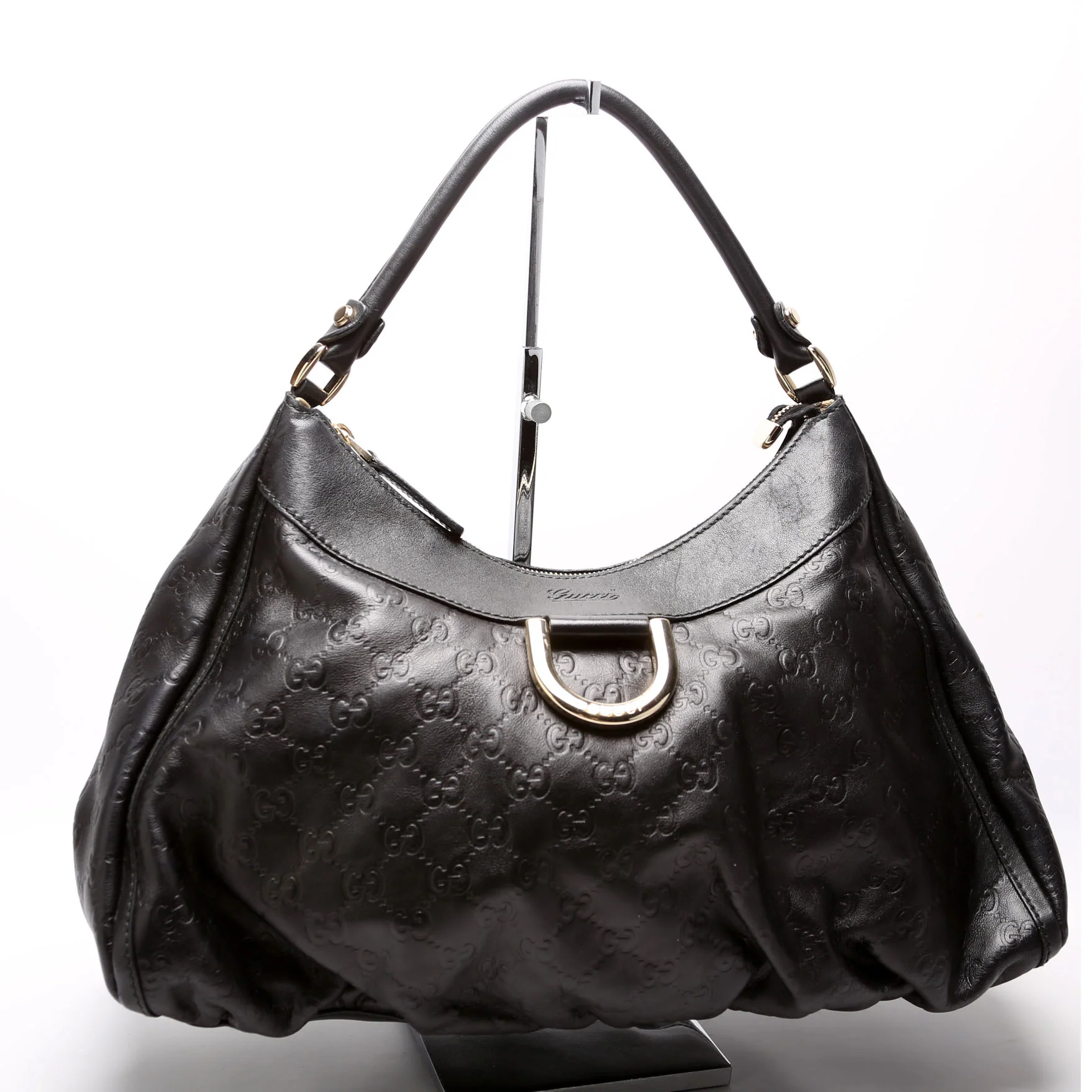 189833 Guccissima Leather D Ring Hobo Black - Image 2