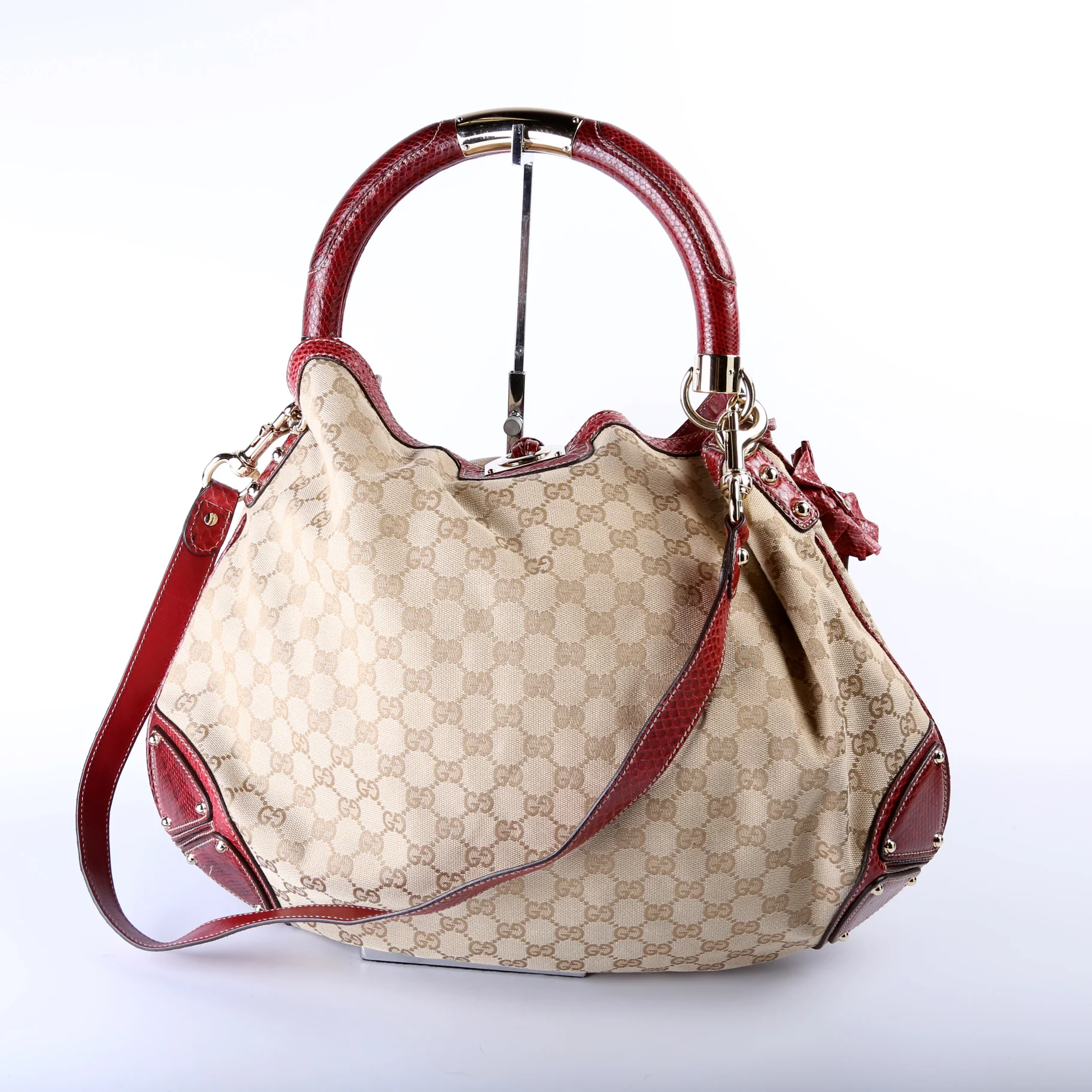 191718 GG Canvas/Python Unicef Indy Top Handle Large Hobo - Image 3