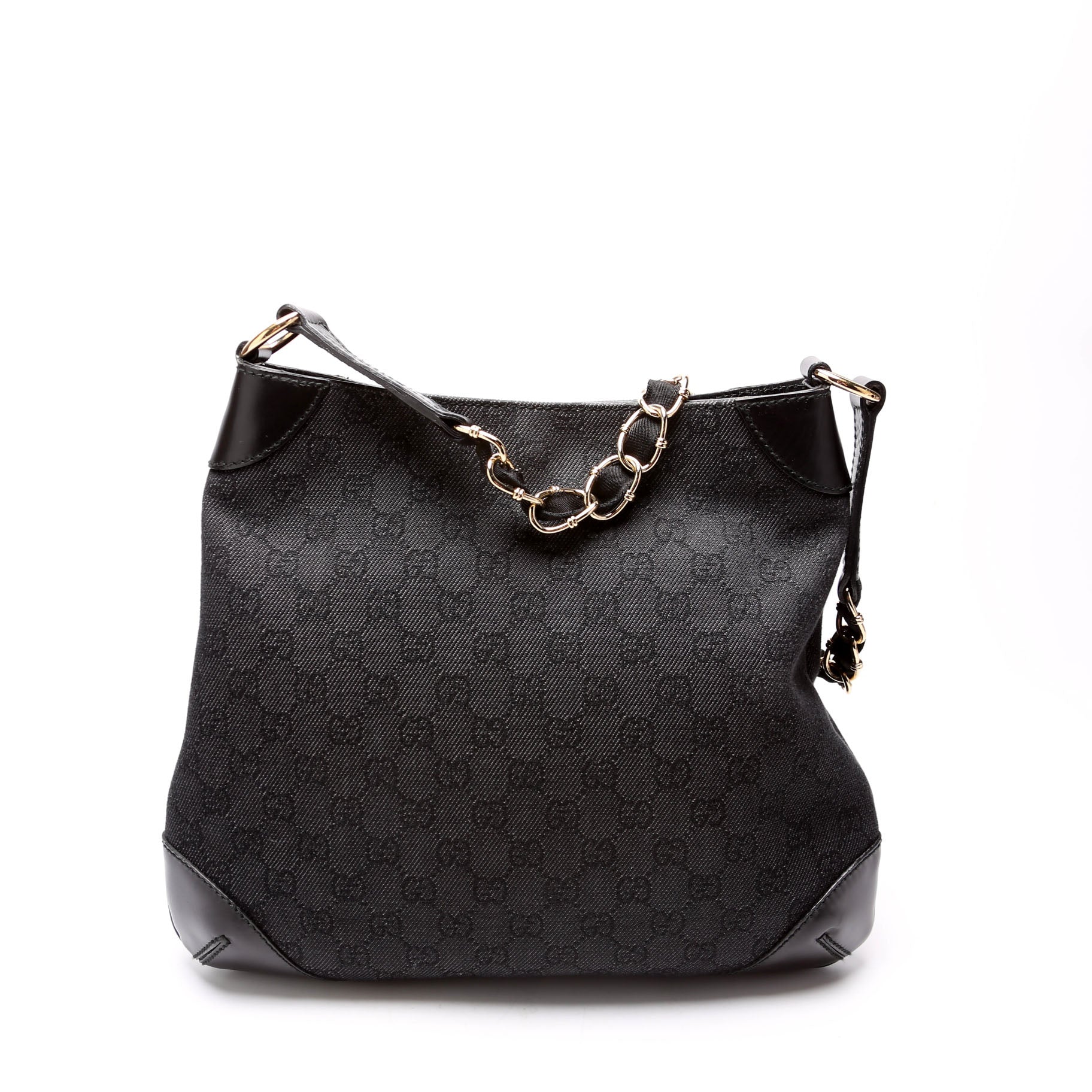 196140 GG Canvas Capri Chain Shoulder Bag Black - Image 3