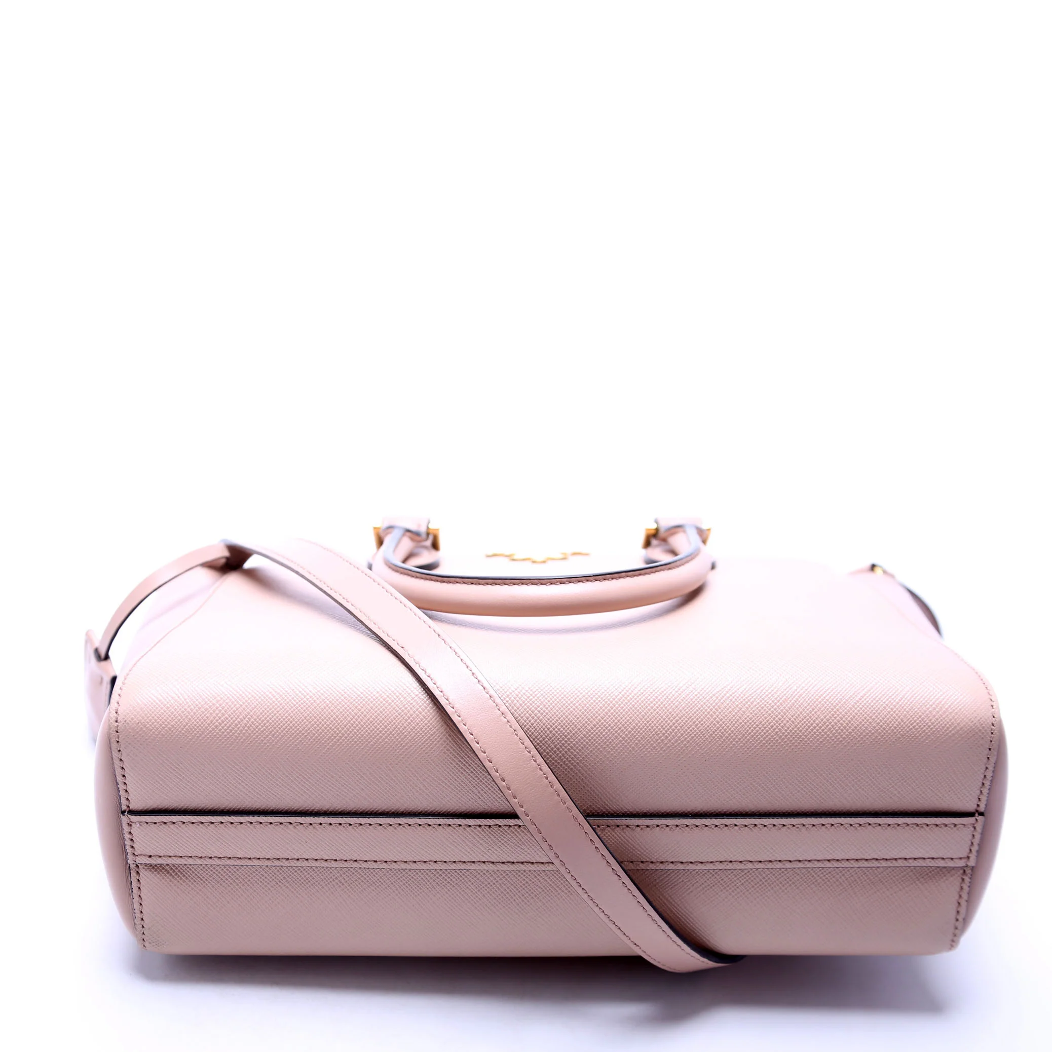 1BA113 Saffiano/Calfskin Top Handle Bag Tan - Image 4