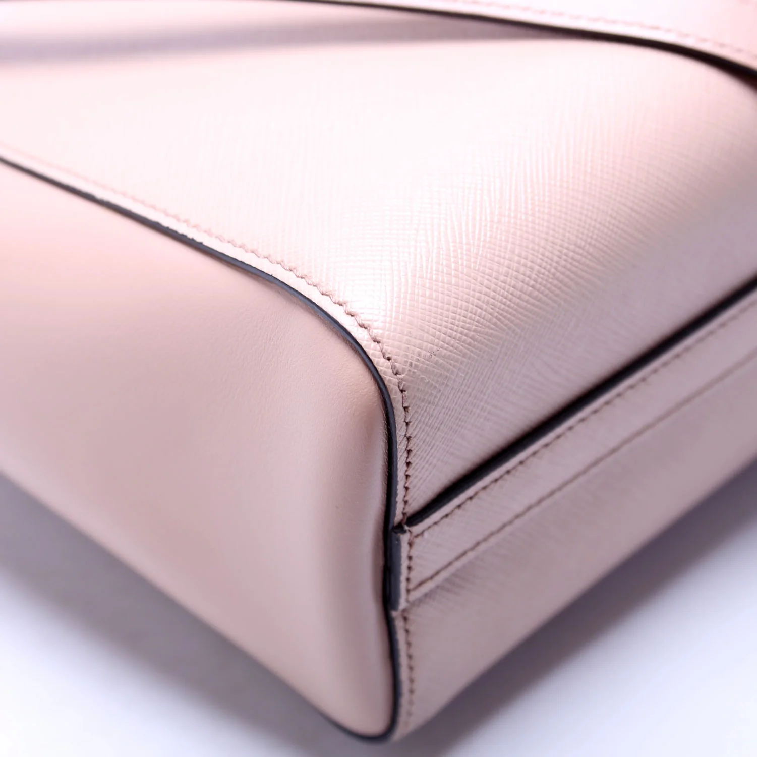 1BA113 Saffiano/Calfskin Top Handle Bag Tan - Image 5