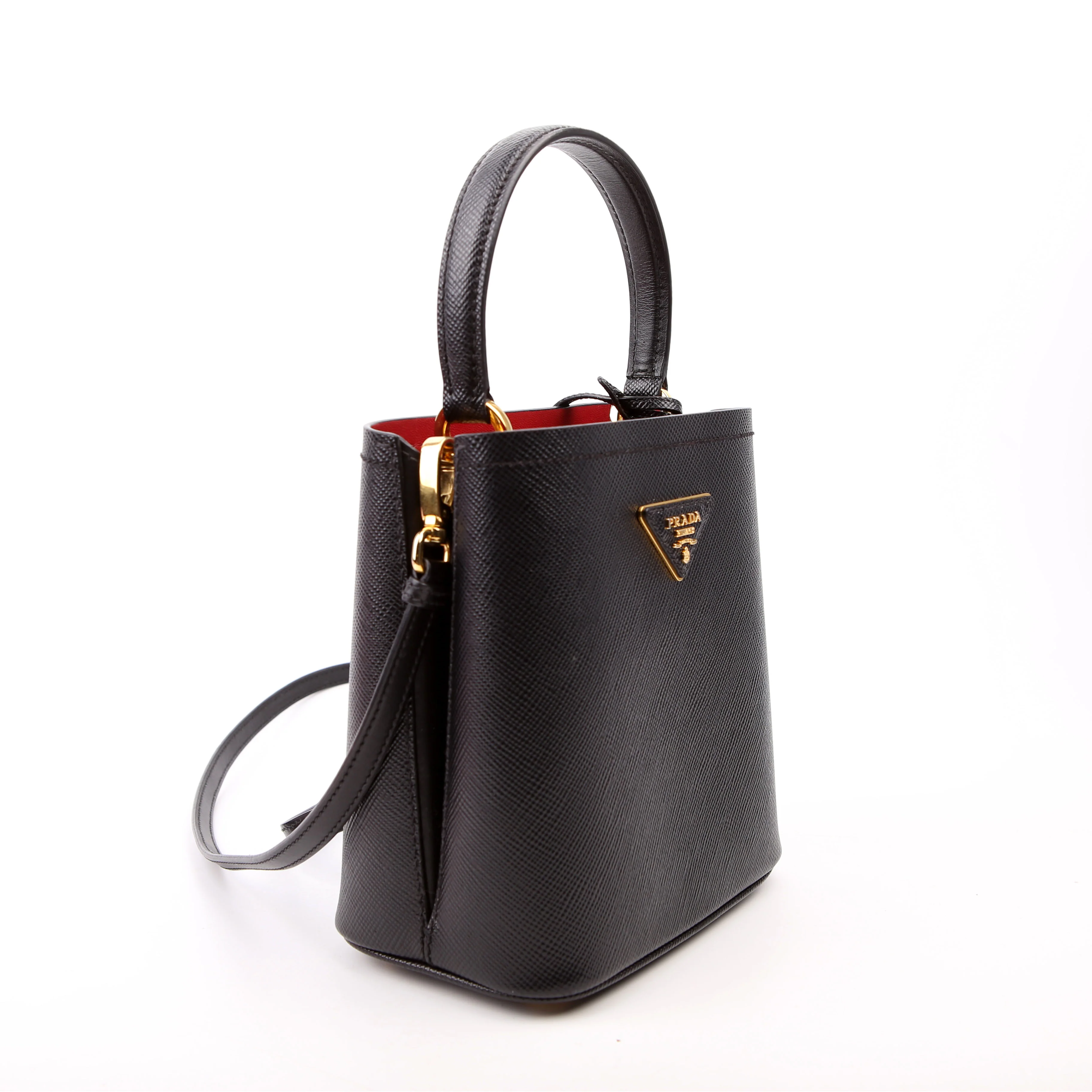 1BA217 Saffiano Cuir Small Panier Bag Black - Image 2