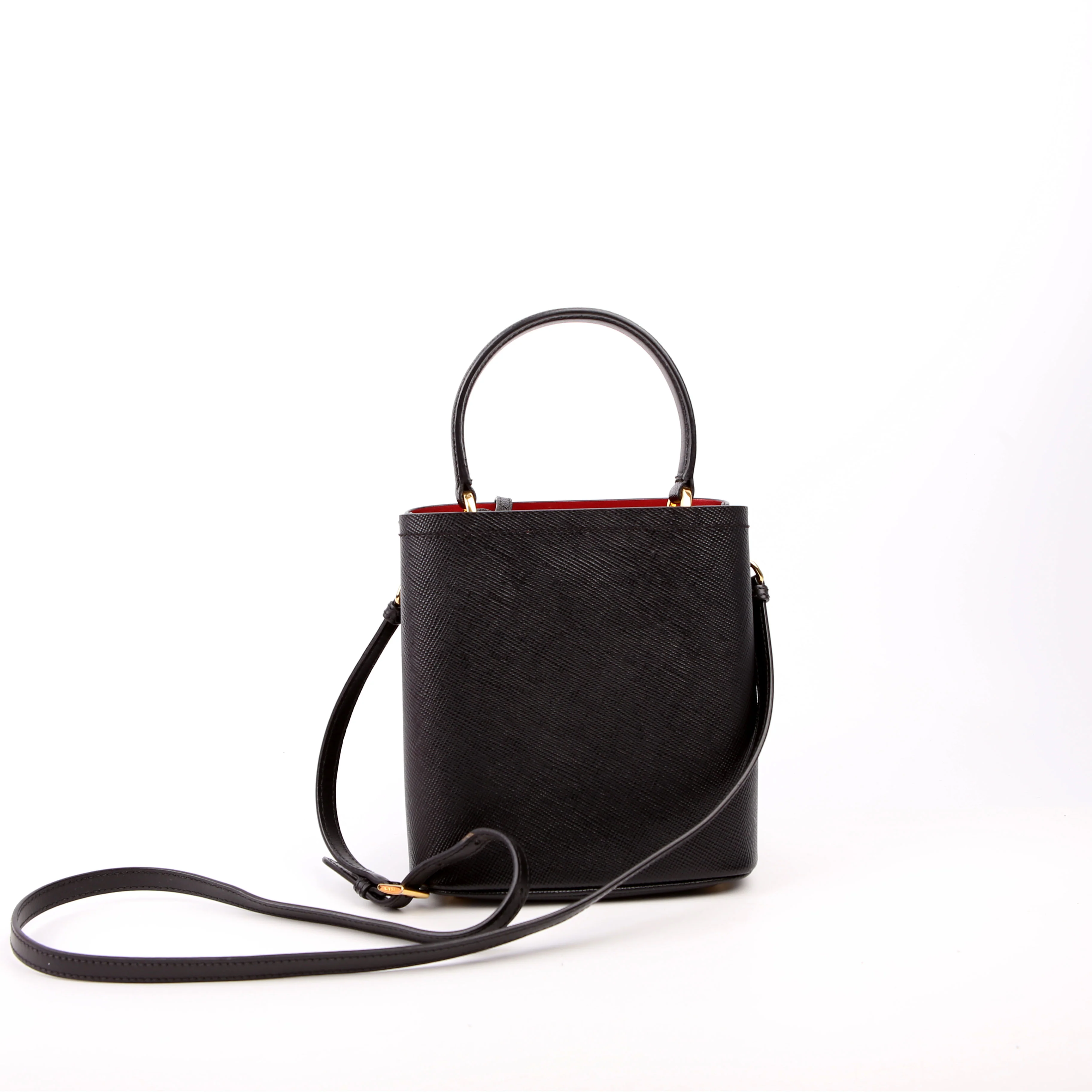 1BA217 Saffiano Cuir Small Panier Bag Black - Image 3