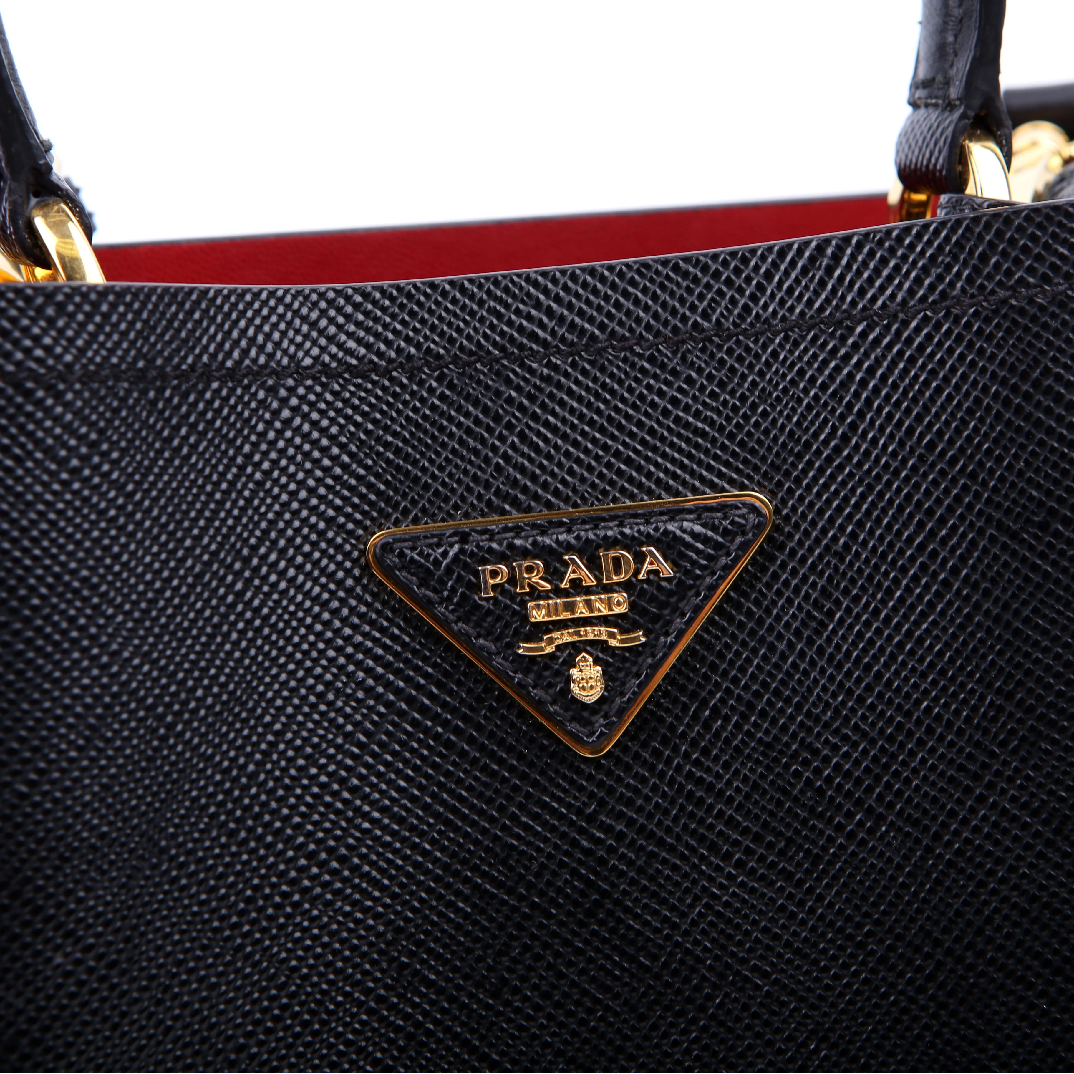 1BA217 Saffiano Cuir Small Panier Bag Black - Image 9