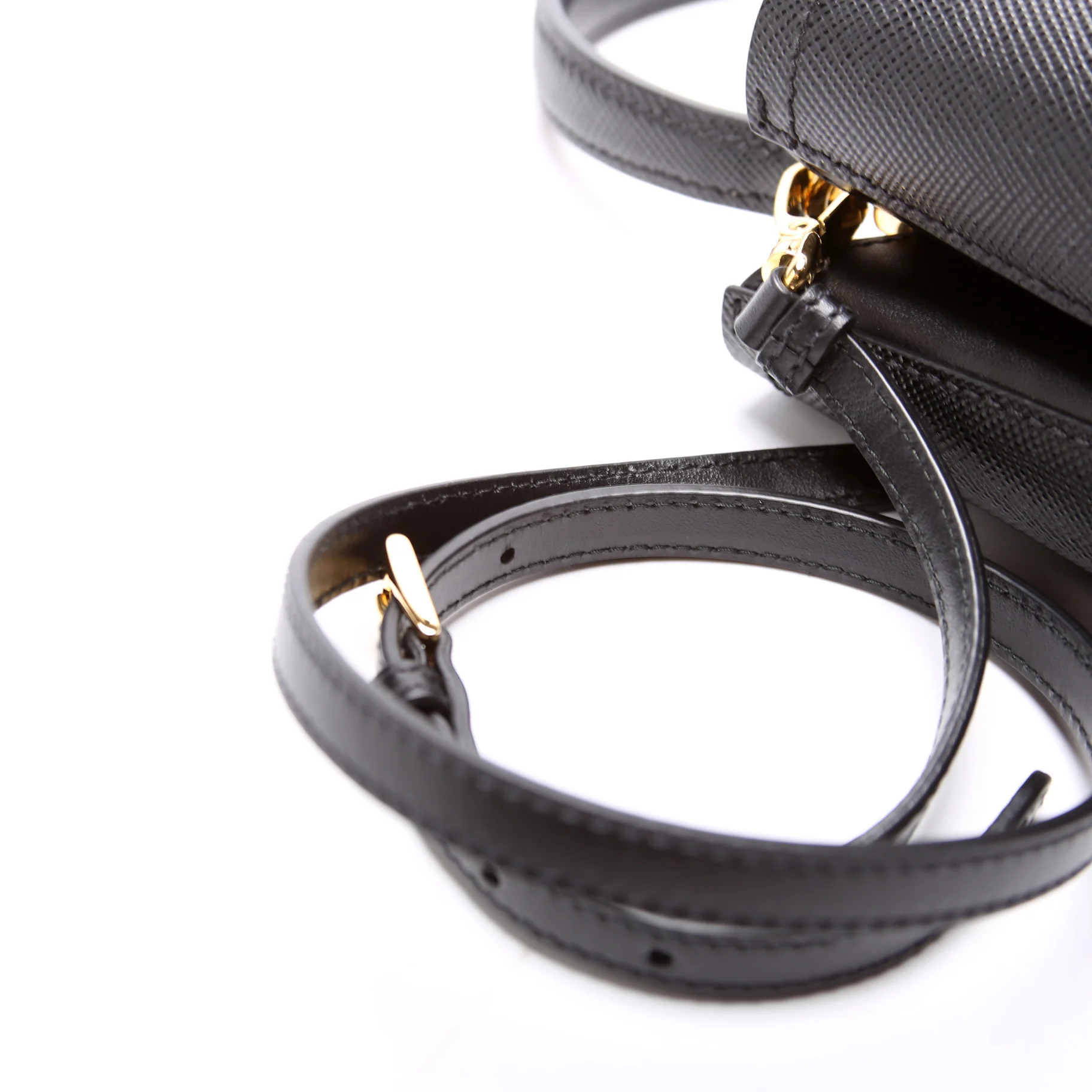 1BA217 Saffiano Cuir Small Panier Bag Black - Image 6
