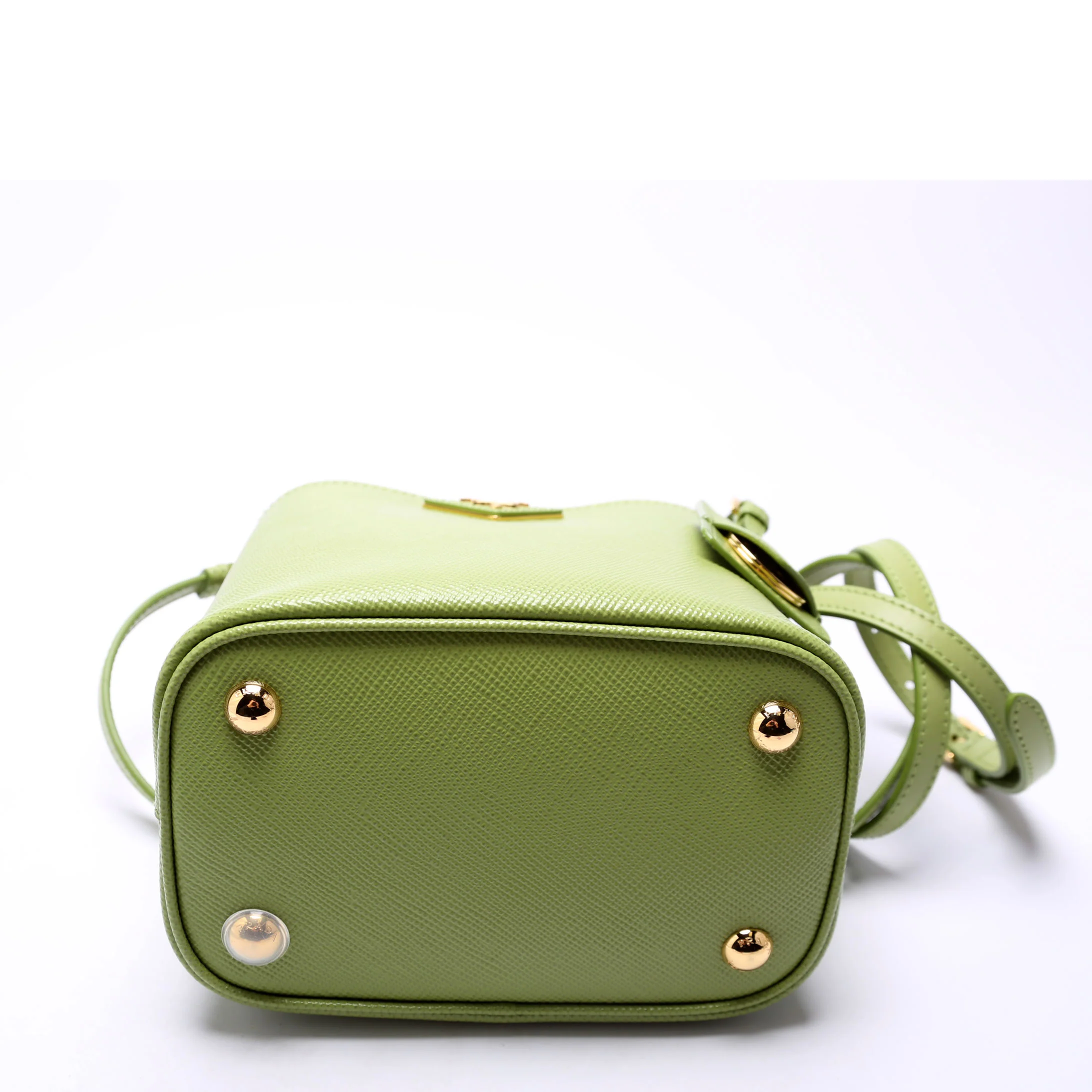 1BA217 Saffiano Cuir Small Panier Bag Green - Image 4