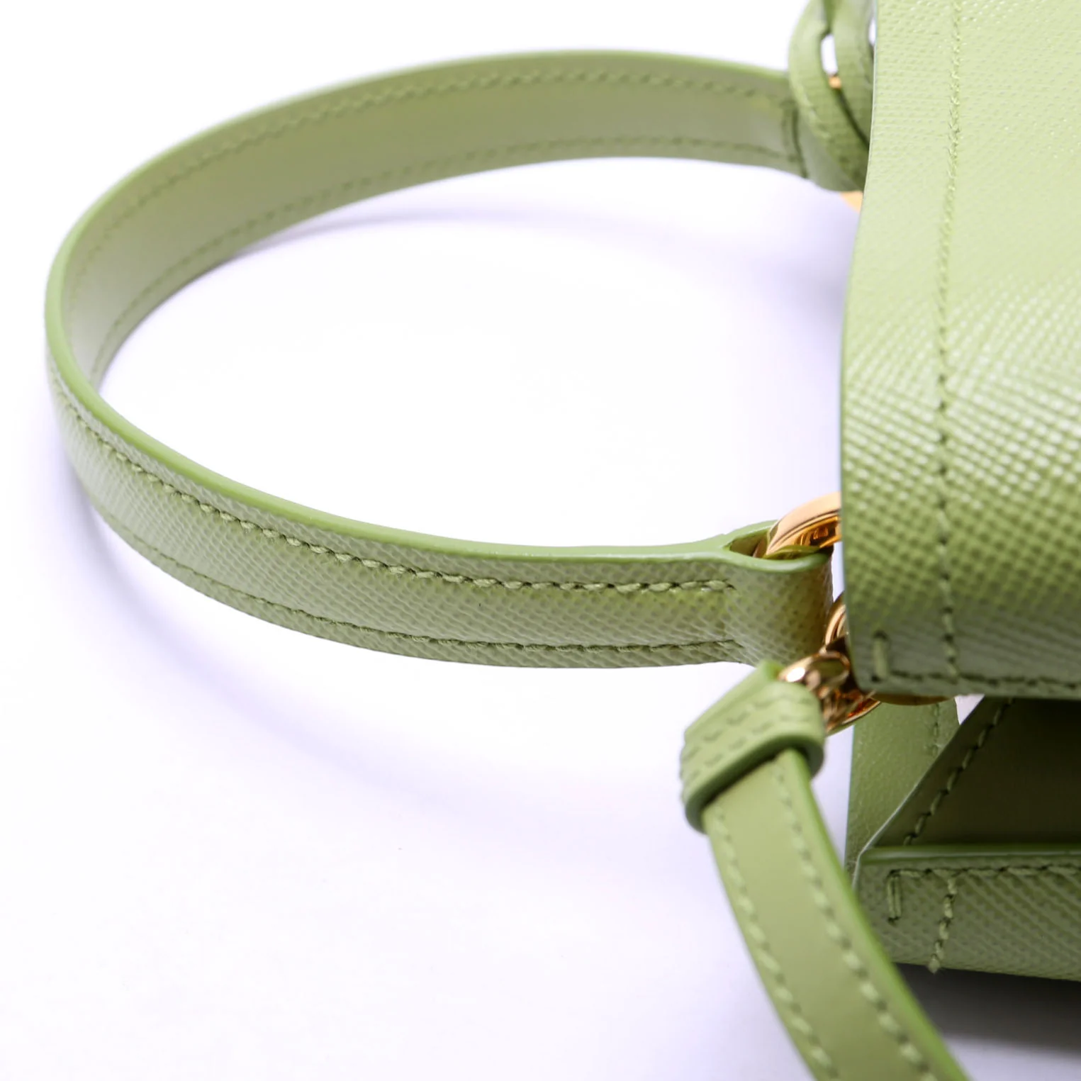 1BA217 Saffiano Cuir Small Panier Bag Green - Image 6