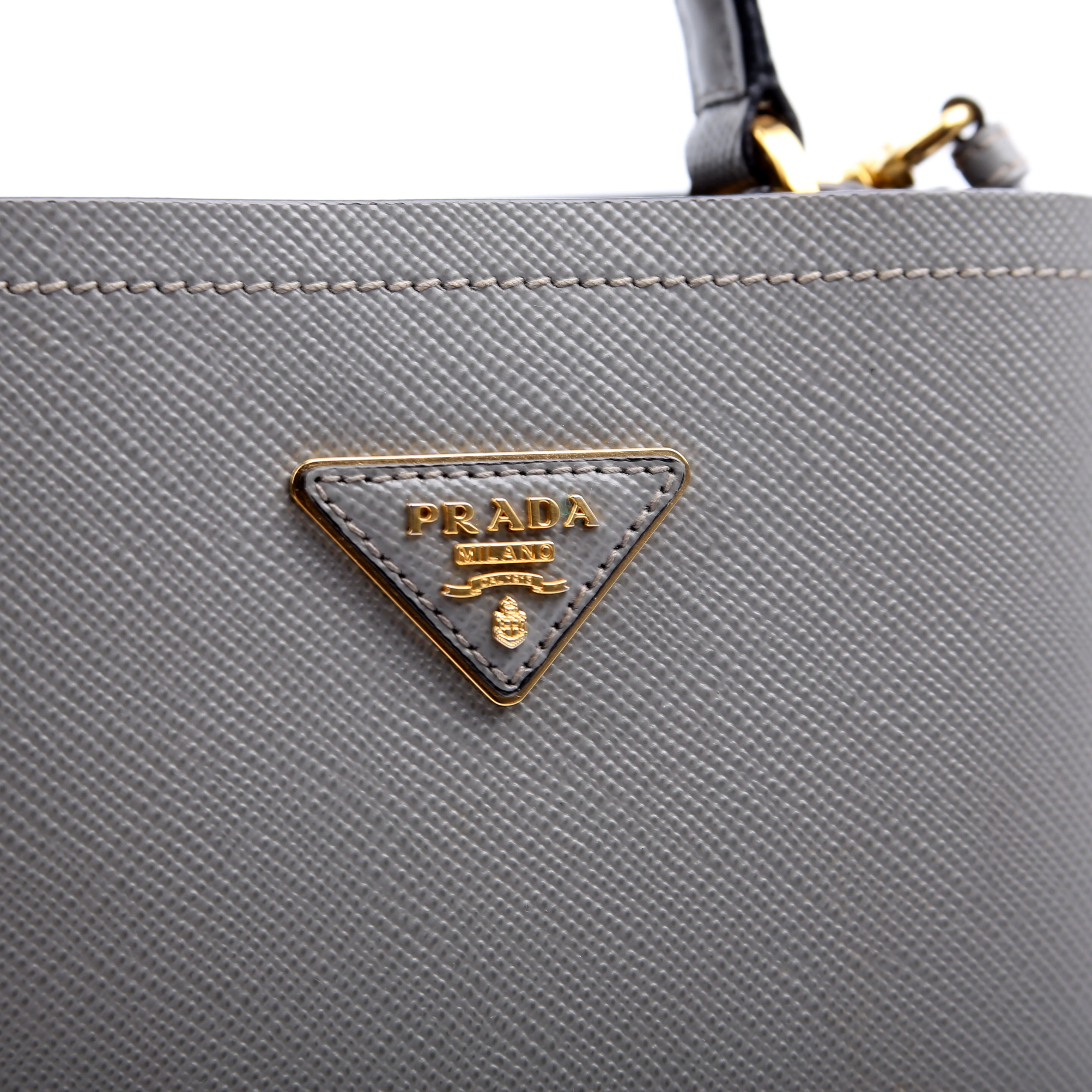 1BA217 Saffiano Cuir Small Panier Bag Grey - Image 10