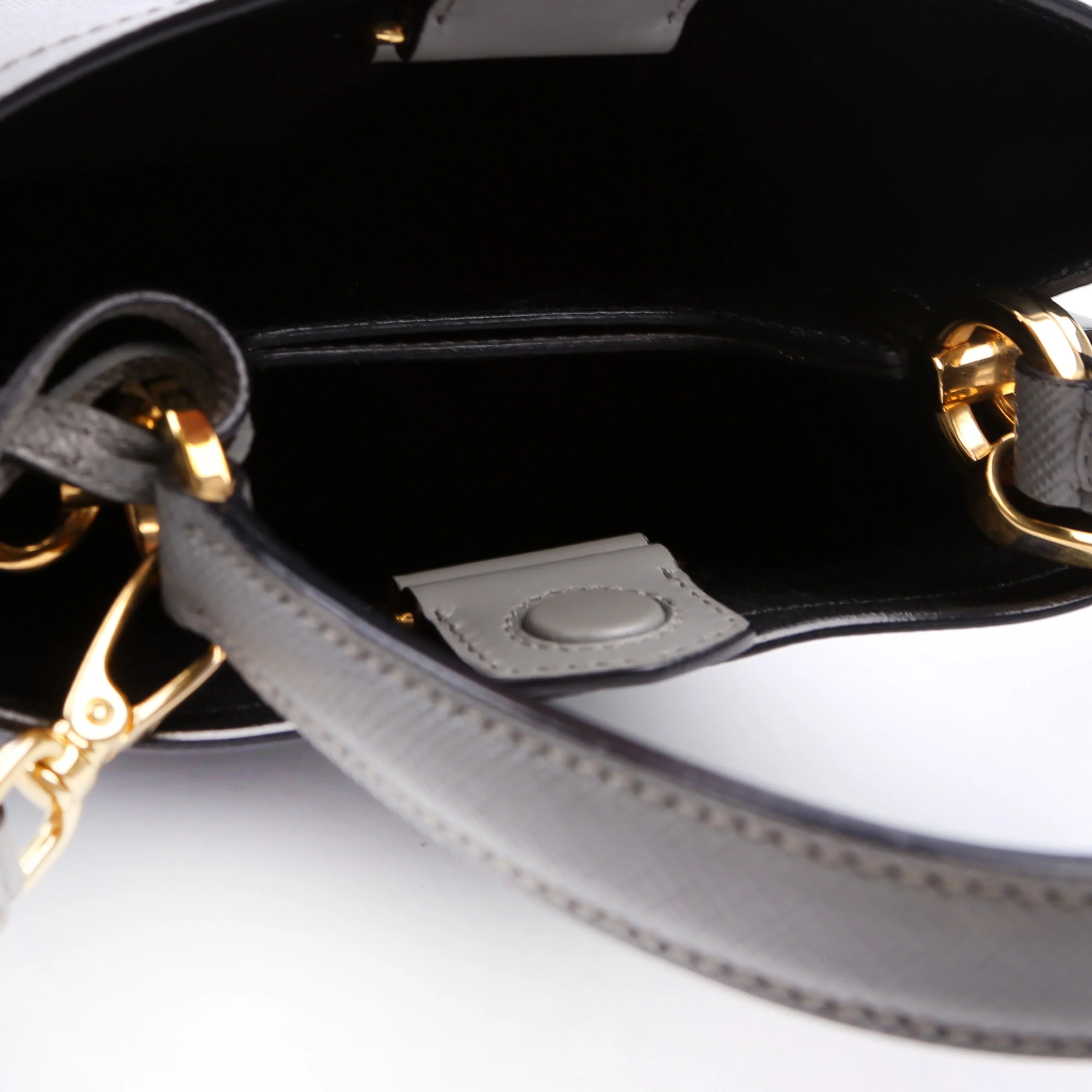 1BA217 Saffiano Cuir Small Panier Bag Grey - Image 14