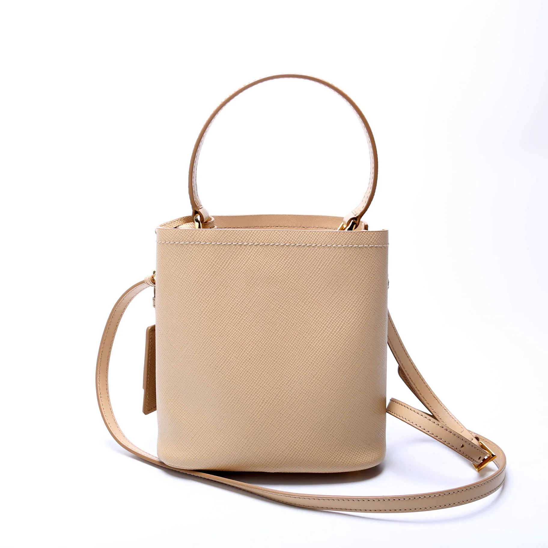 1BA217 Saffiano Cuir Small Panier Bag Tan - Image 3