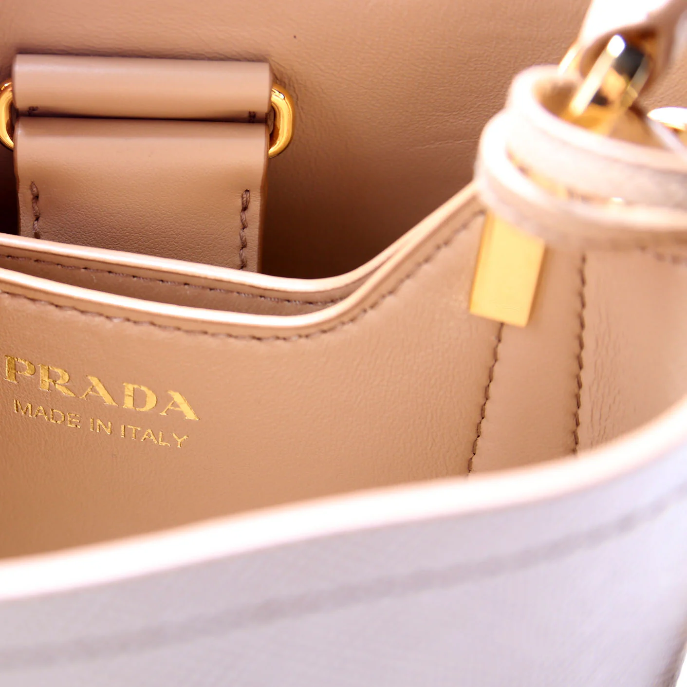 1BA217 Saffiano Cuir Small Panier Bag Tan - Image 8