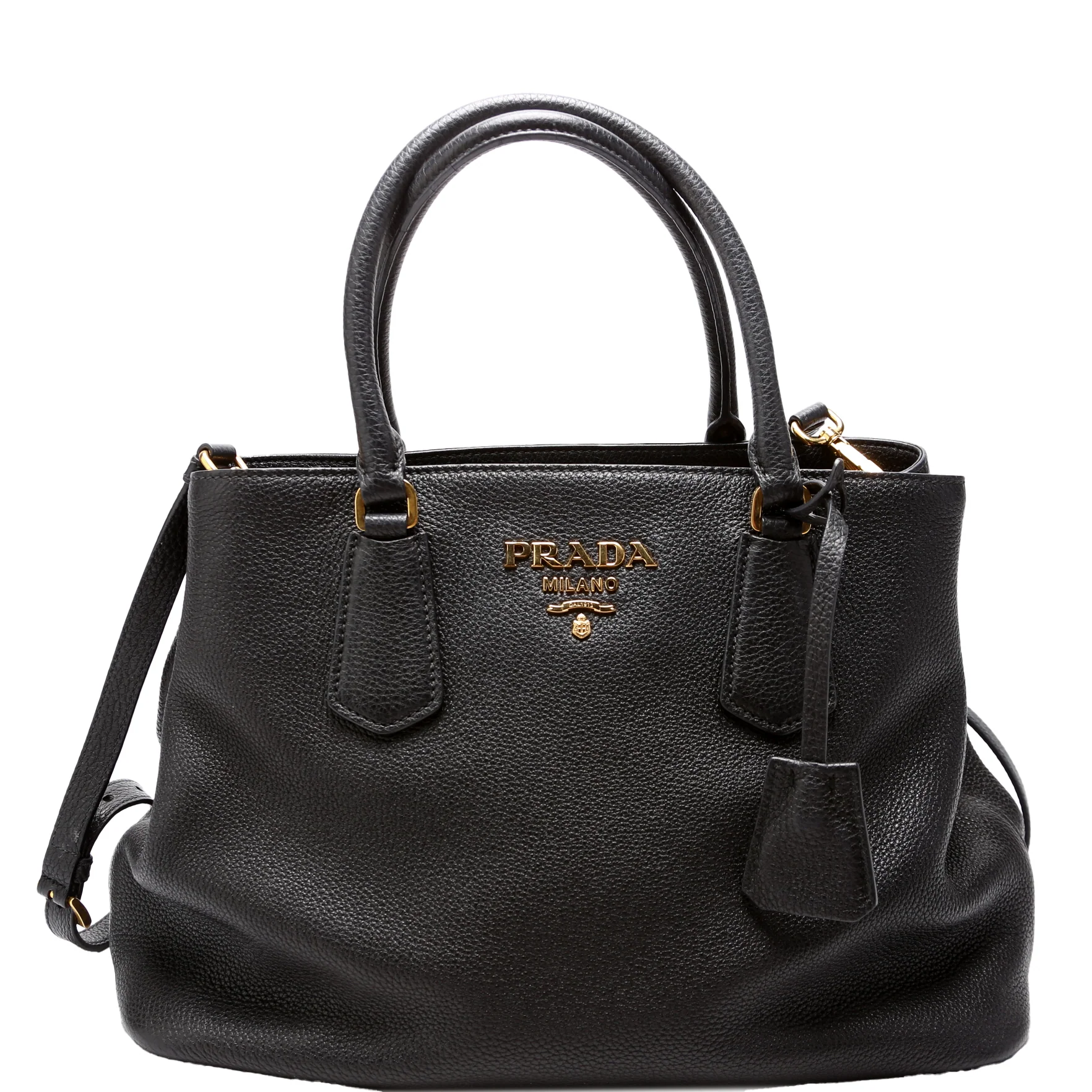 1BA239 Vitello Phenix Double Tote Black