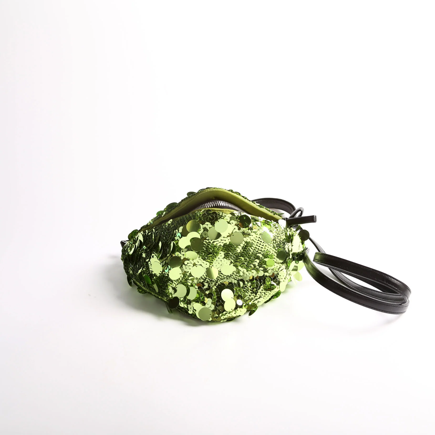 1BA315 Paillettes Triangle Crossbody Green - Image 3